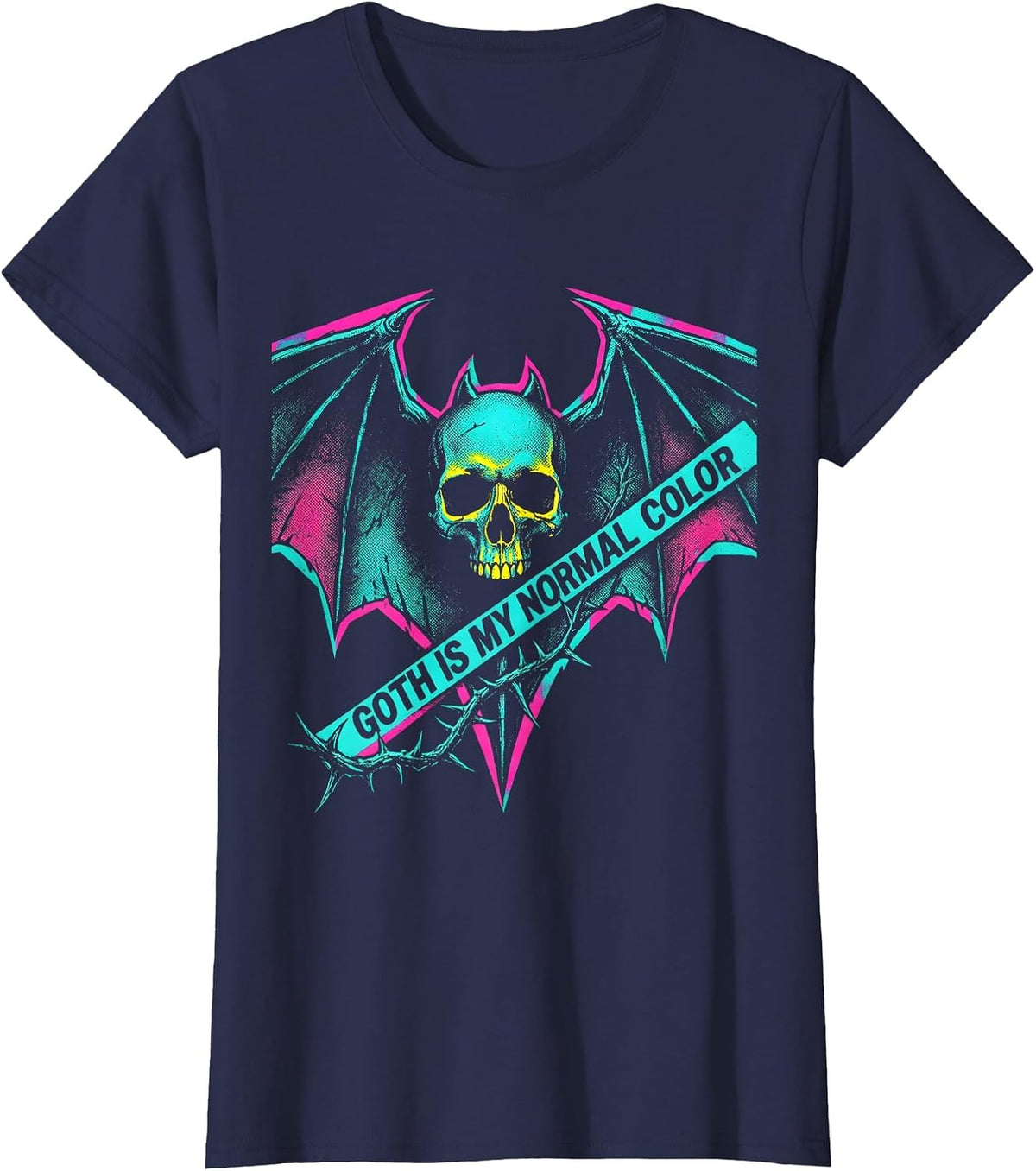 Women's Goth Is My Normal Color Risograph Alt Goth Girl Y2K Grunge T-Shirt - Navy Blue