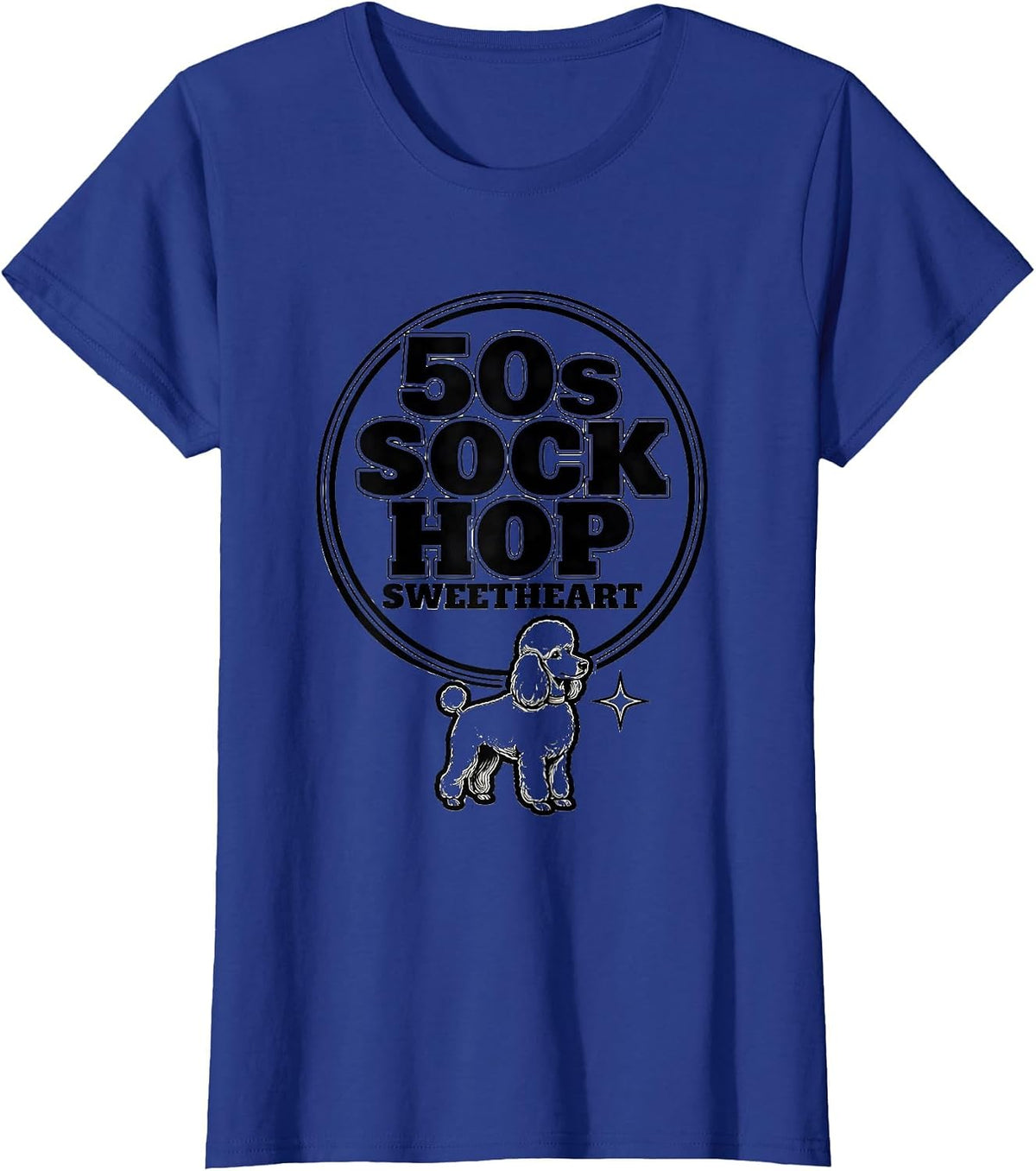 Women's 50s Sock Hop Sweetheart Retro 50s Vintage Rockabilly Greaser T-Shirt - Royal Blue