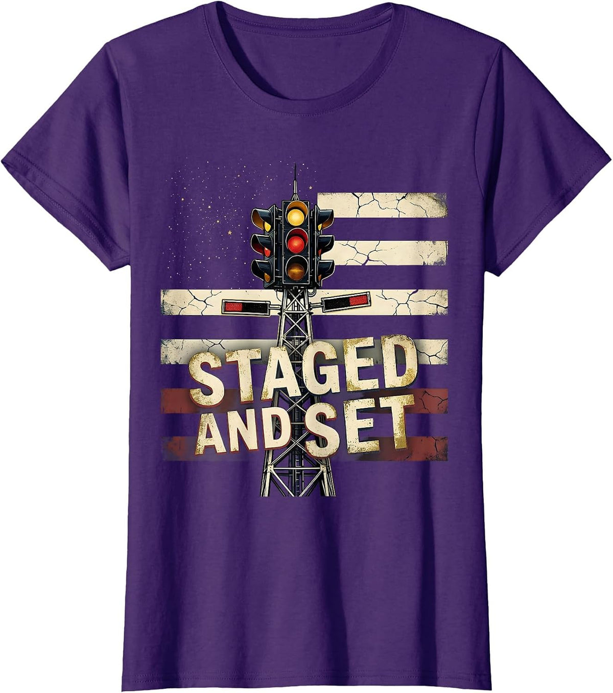 Women's Staged And Set Vintage Patriotic RC Car Drag Racing Hobbyist T-Shirt - Purple