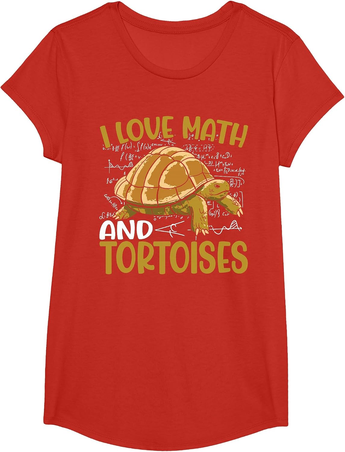 Funny I Love Math and Tortoises Turtle Kids School T-Shirt - Girls Red