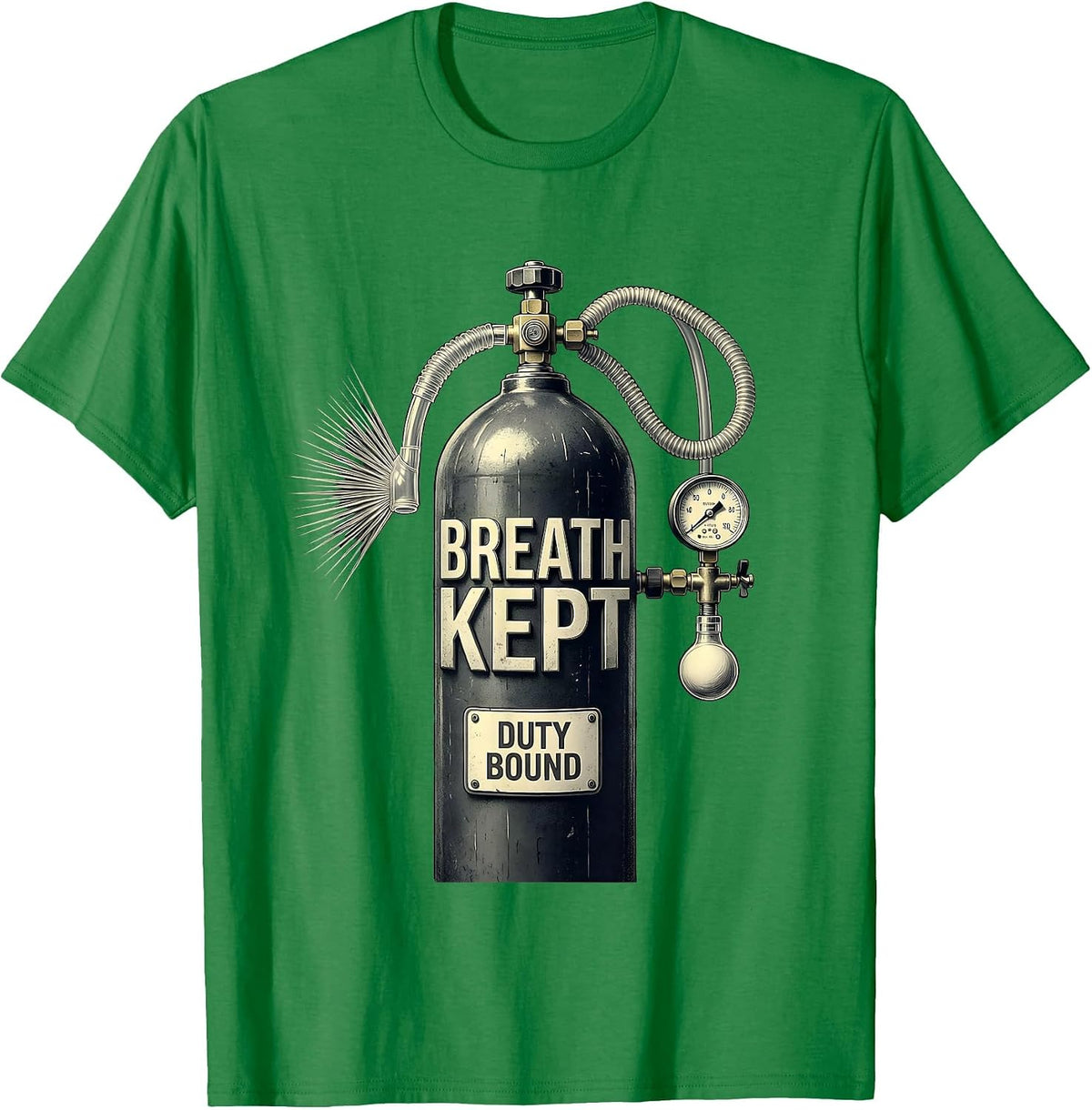 Men's Breath Kept Duty Bound Respiratory Therapist RT Care Week T-Shirt - Kelly Green