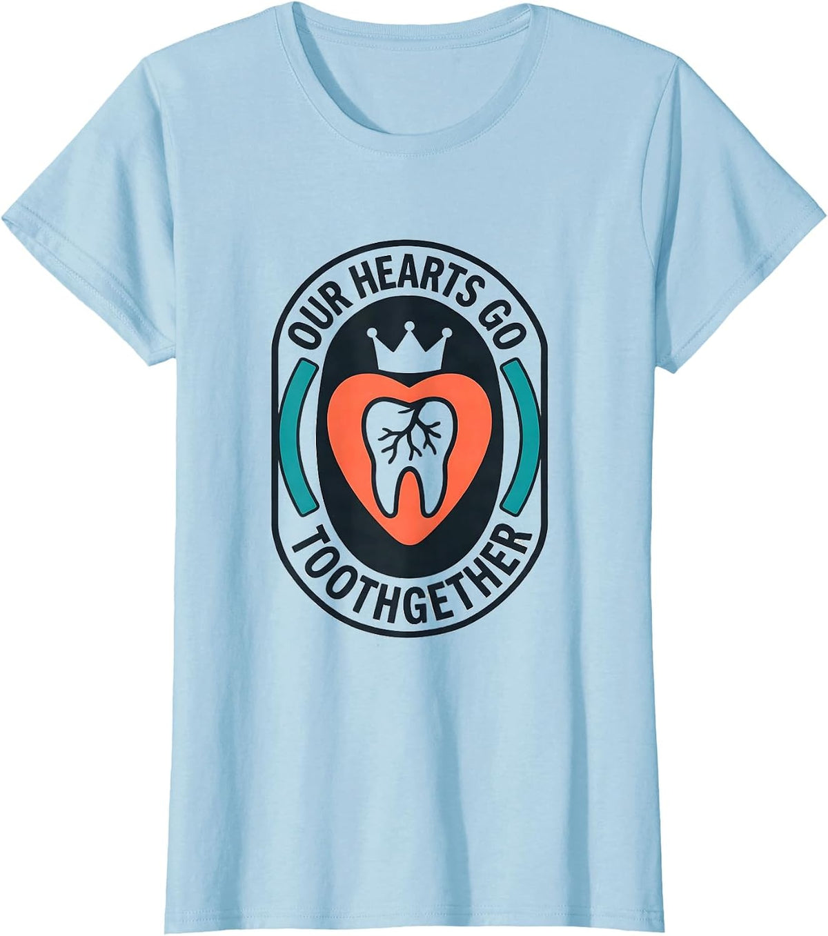 Women's Our Hearts Go Toothgether Midcentury Modern Dental T-Shirt - Baby Blue