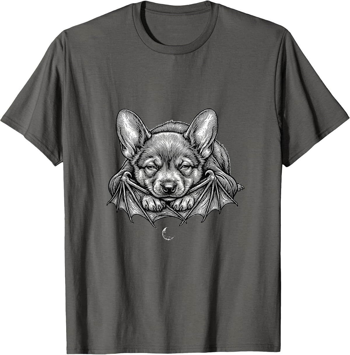 Men's Cute Bat Resting Bat Lover Halloween Nature Humor T-Shirt - Asphalt Grey