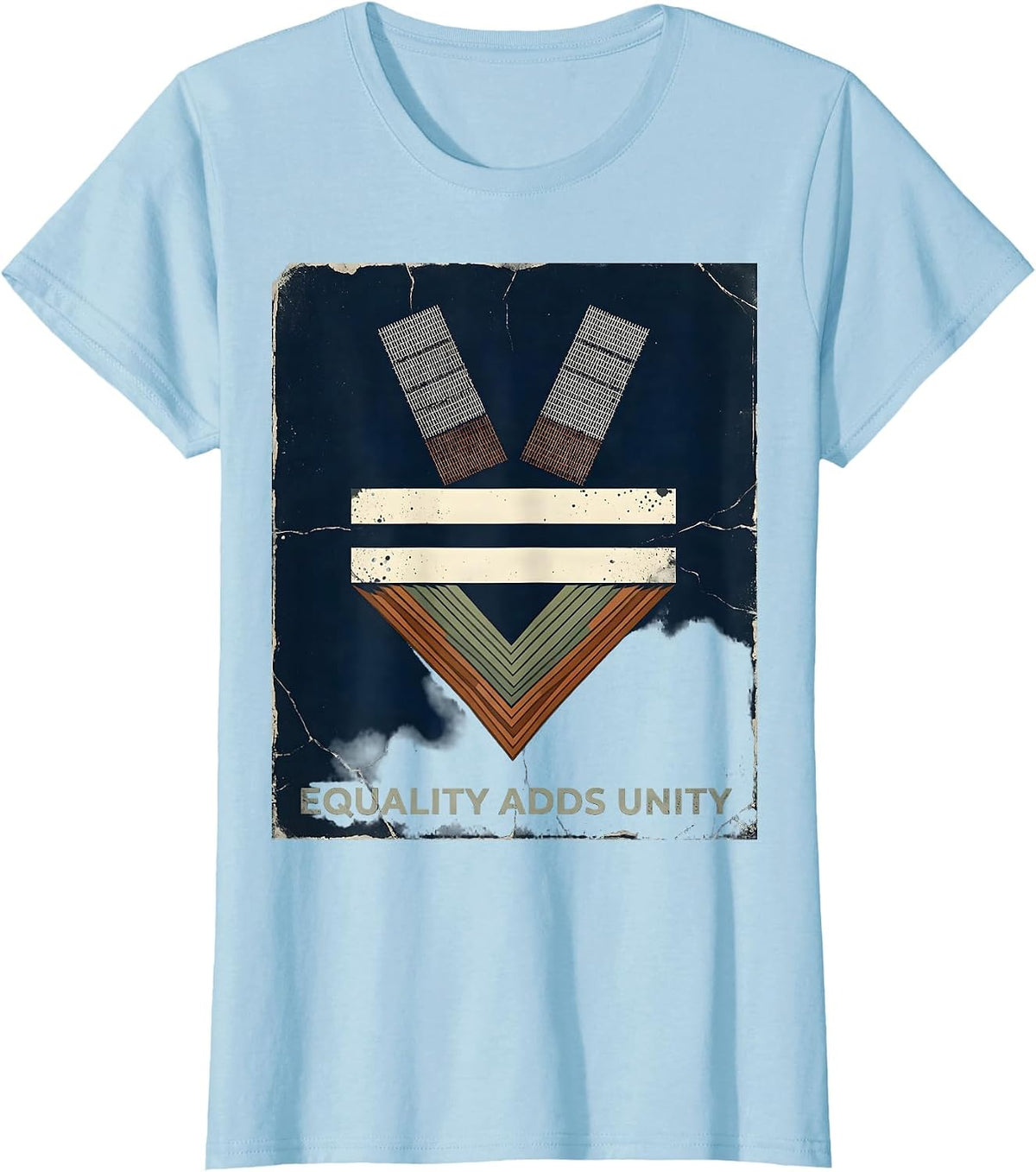 Equality Adds Unity Distressed Math Symbol Antiracism T-Shirt - Baby Blue