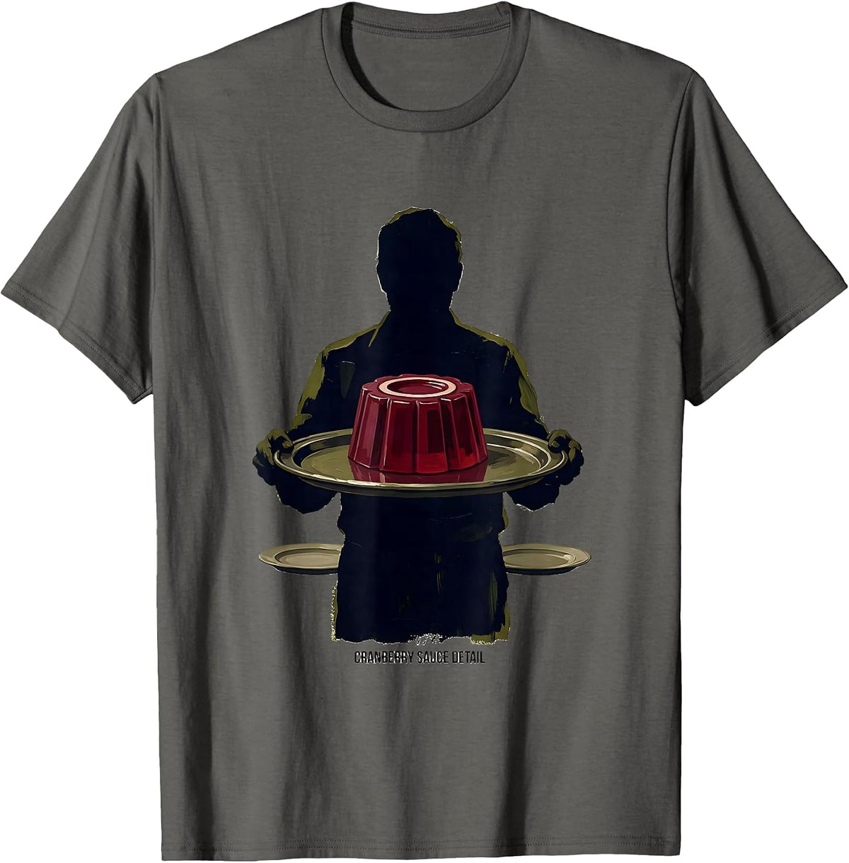 Men's Cranberry Sauce Detail Funny Thanksgiving Food Humor T-Shirt - Asphalt Grey