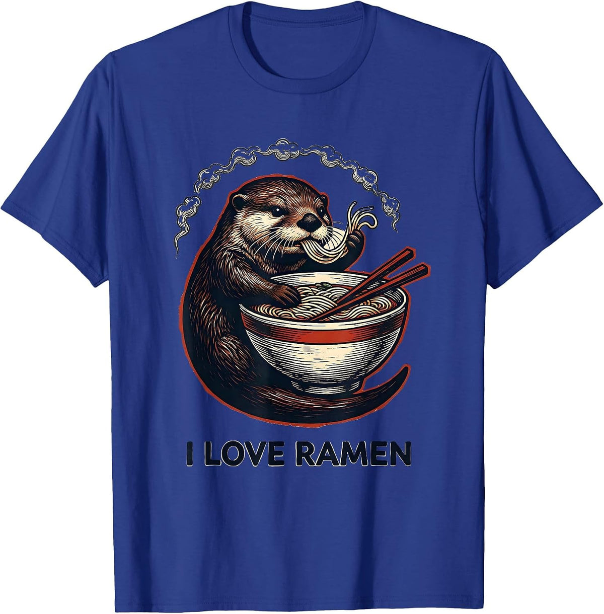 Men's I Love Ramen Kawaii Anime Animal Ramen Lover Cute Otter T-Shirt - Royal Blue