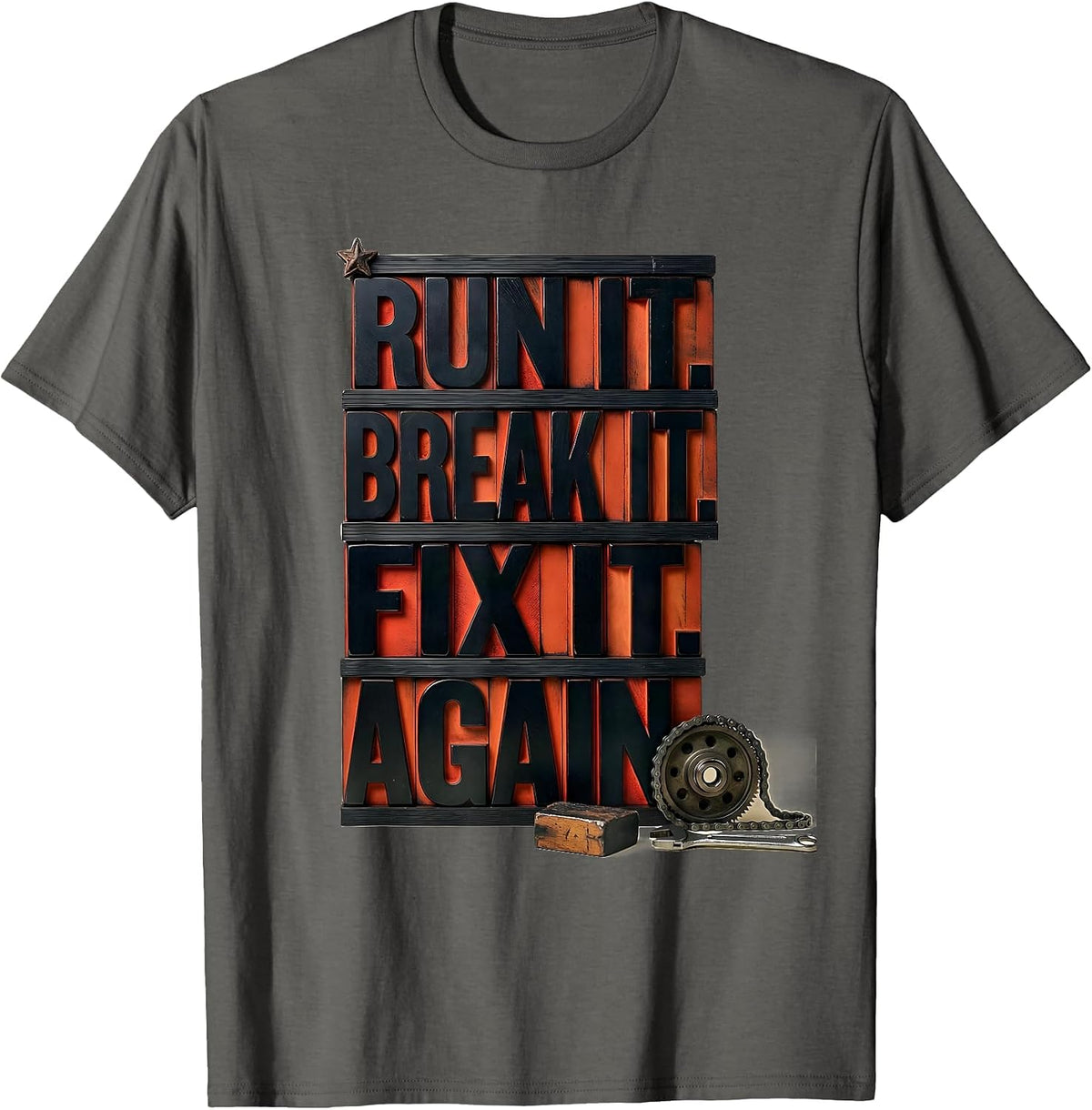 Run It Break It Fix It Again Funny RC Car Racing Hobbyist T-Shirt - Asphalt Grey