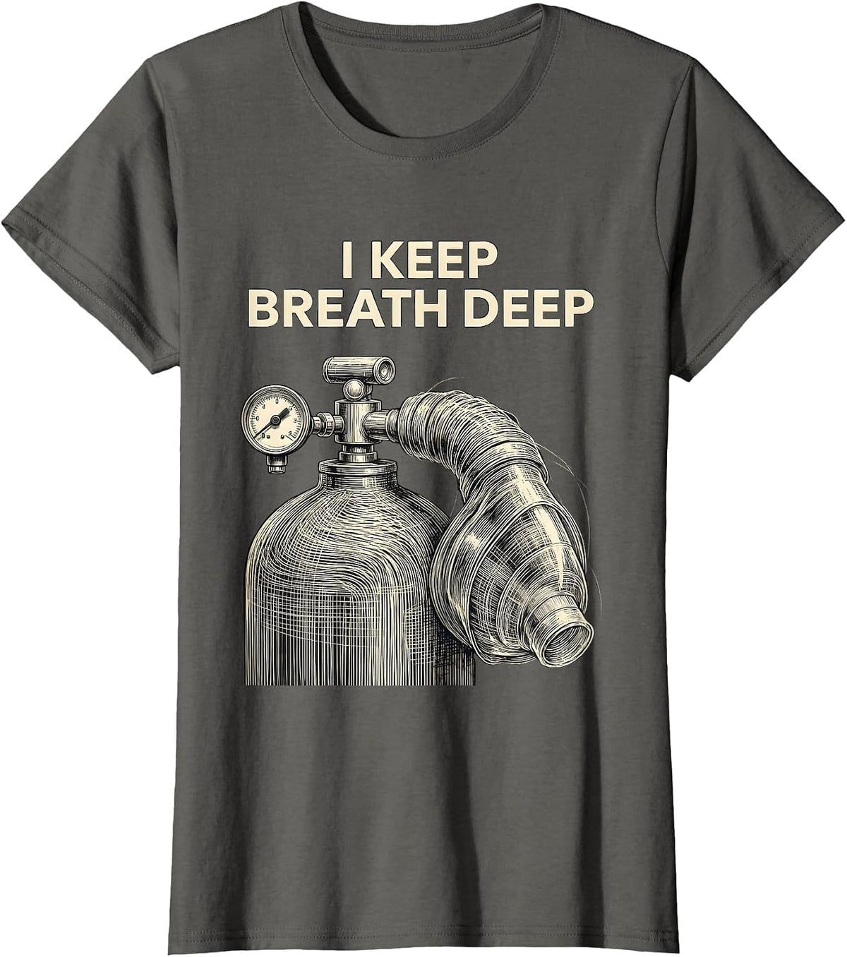Women's I Keep Breath Deep Generative Plotter Respiratory Therapist T-Shirt - Asphalt Grey