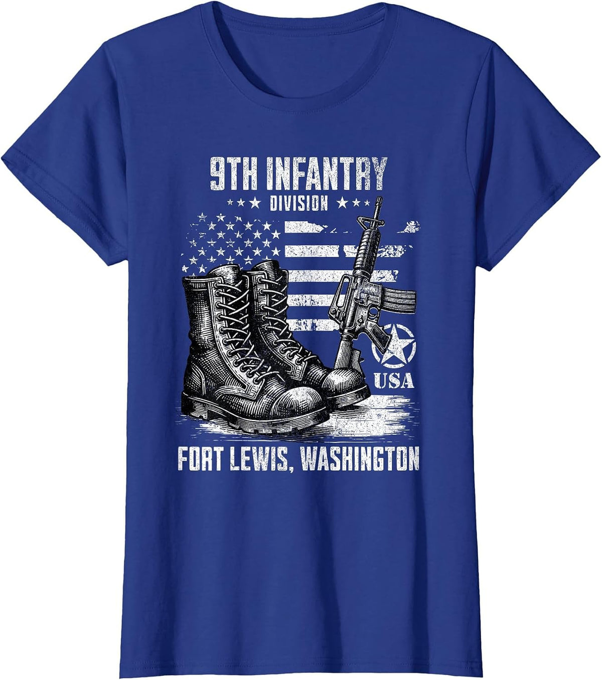 9th Infantry Division Fort Lewis Washington Military Veteran T-Shirt - Royal Blue