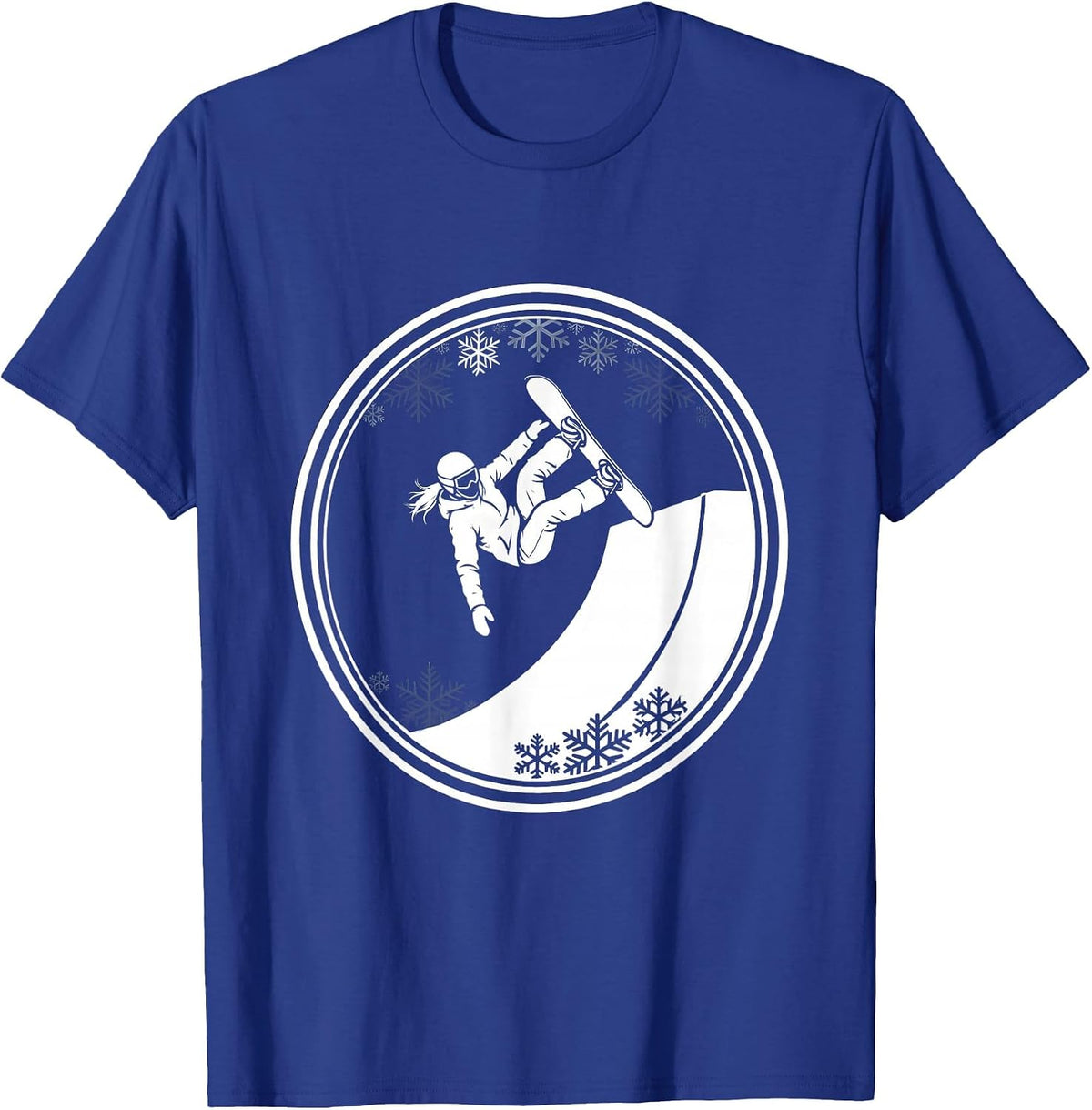 Woman Snowboarder Halfpipe Launch Graphic T-Shirt - Royal Blue