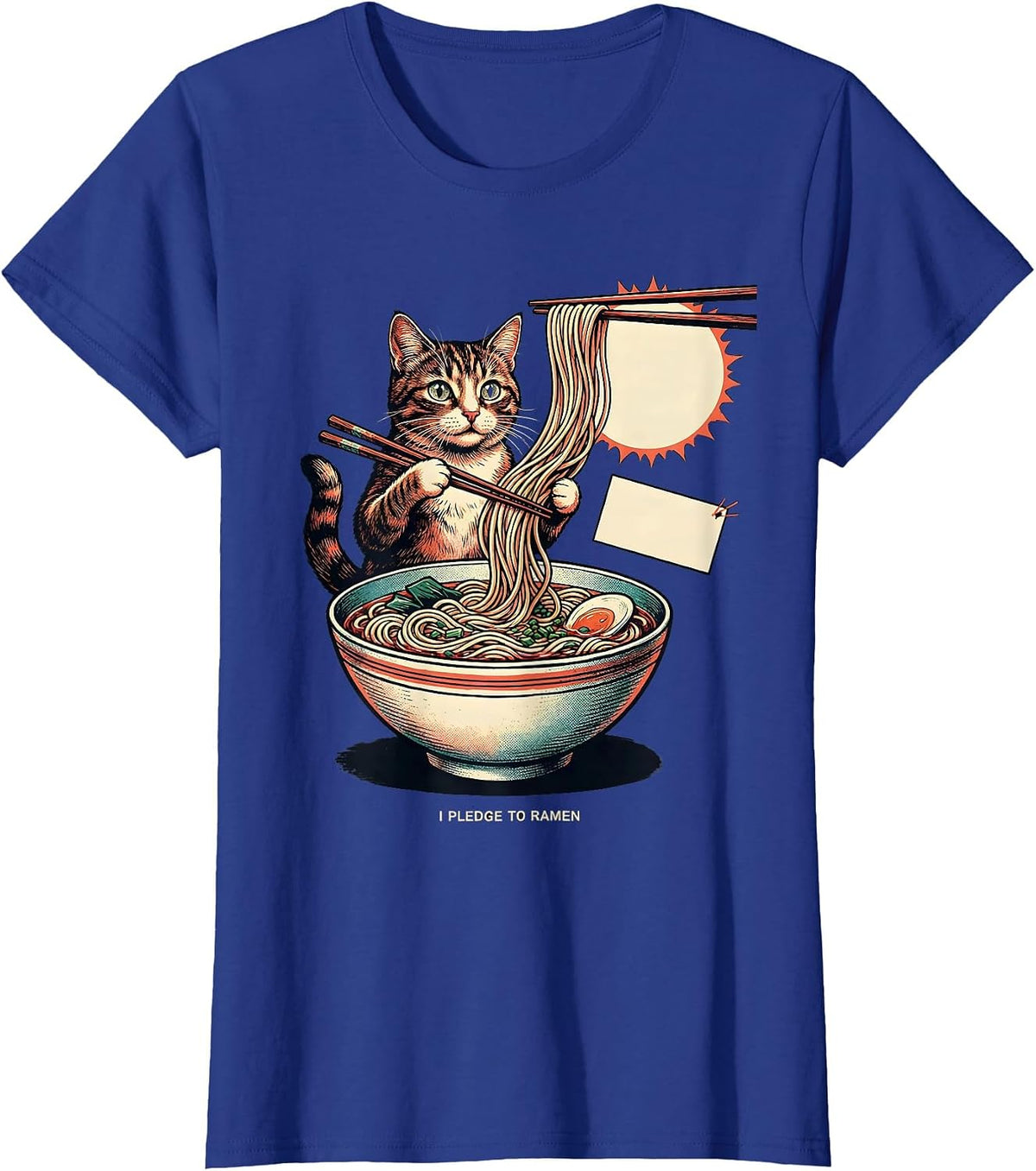 Women's I Pledge To Ramen Funny Cat Anime Kawaii Ramen Lover Gift T-Shirt - Royal Blue