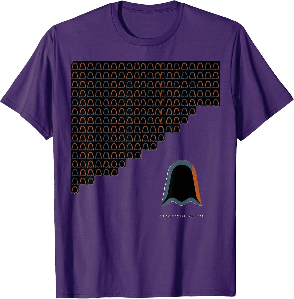 It's Okay To Feel Haunted Geometric Ghost Mental Health T-Shirt - Purple