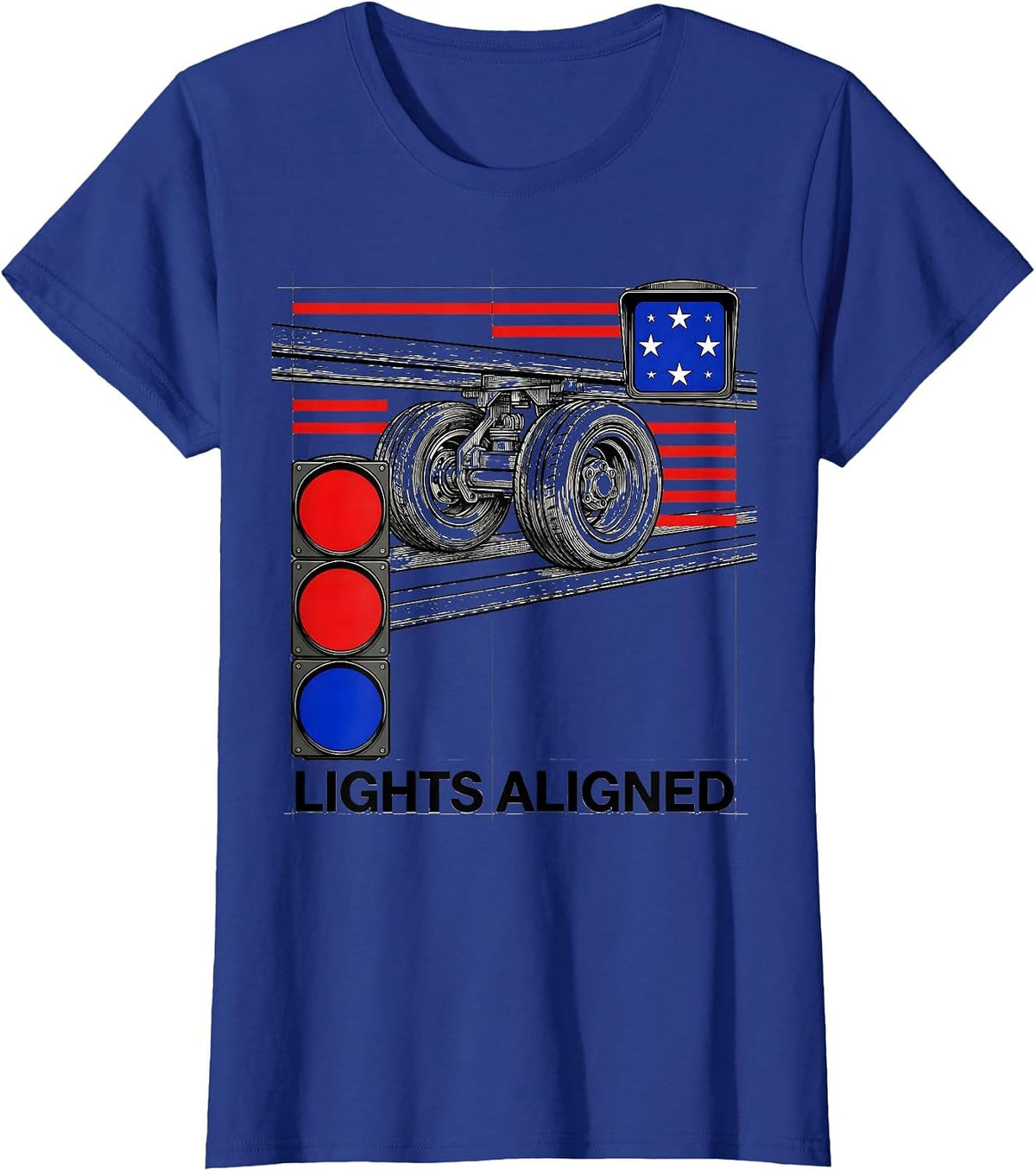 Women's Lights Aligned Swiss International RC Car Racing Drag Strip T-Shirt - Royal Blue