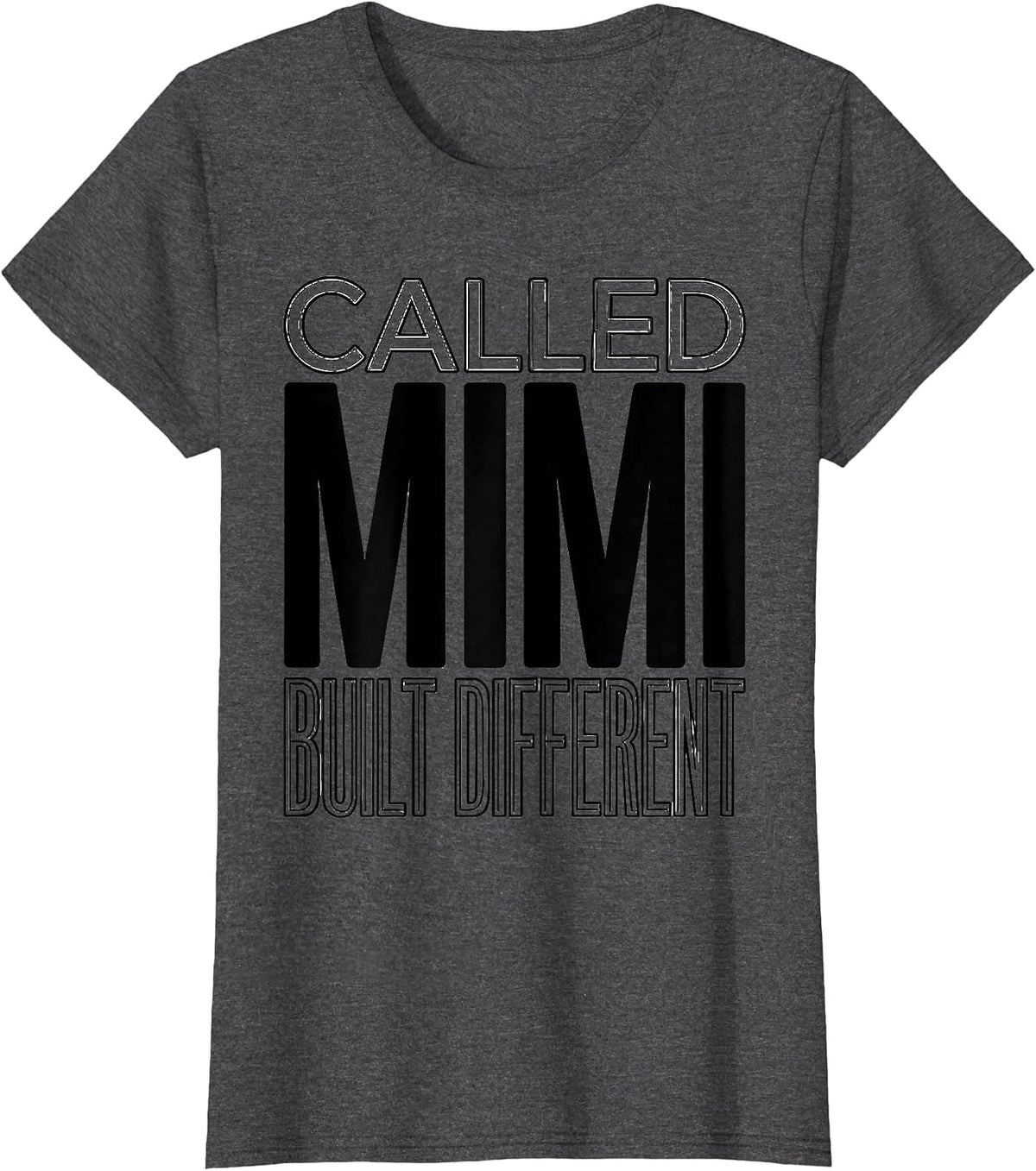 Women's Called Mimi Built Different Grandmother Design T-Shirt - Dark Heather Grey