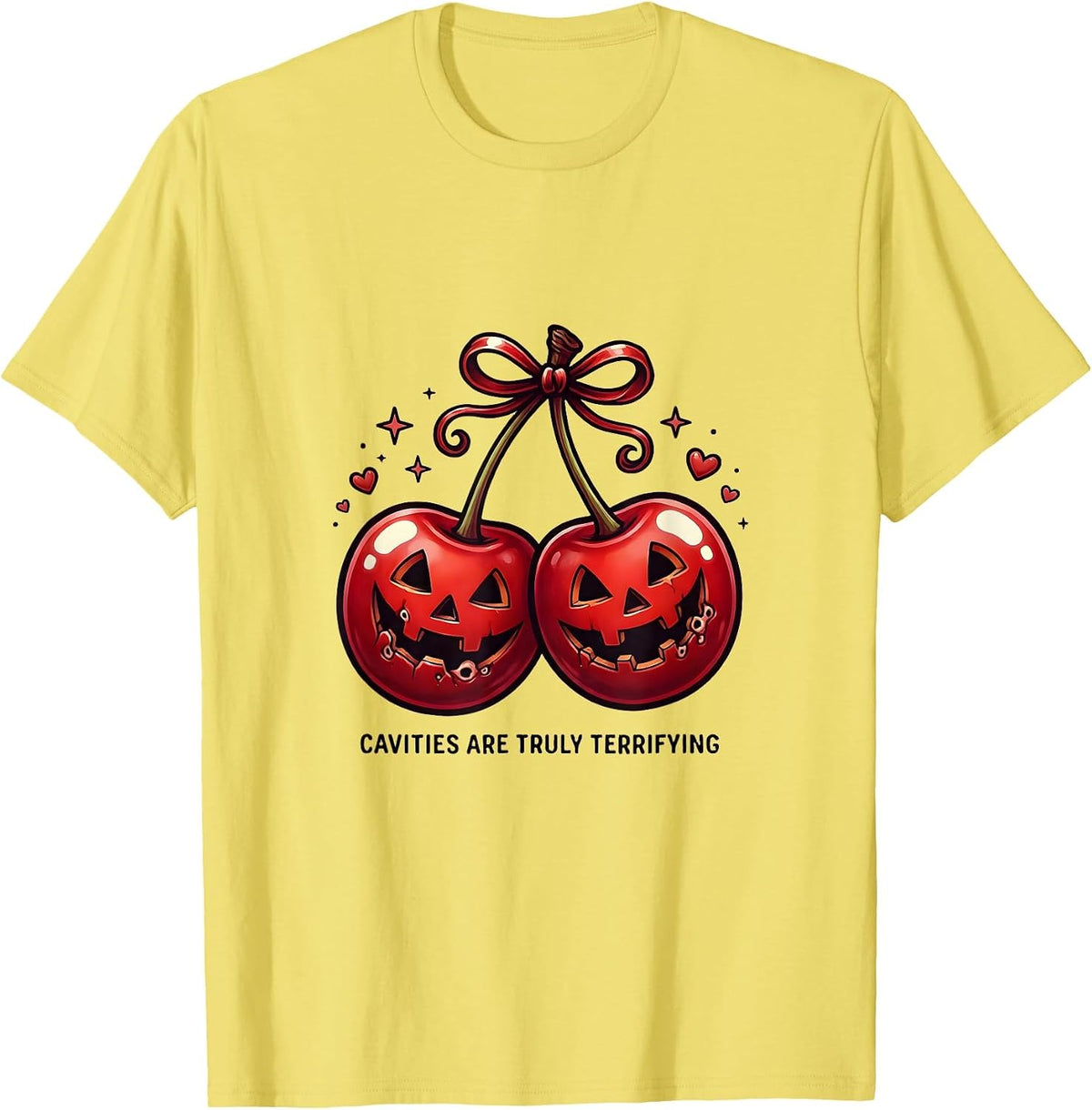 Men's Cavities Are Truly Terrifying Dental Halloween T-Shirt - Lemon Yellow