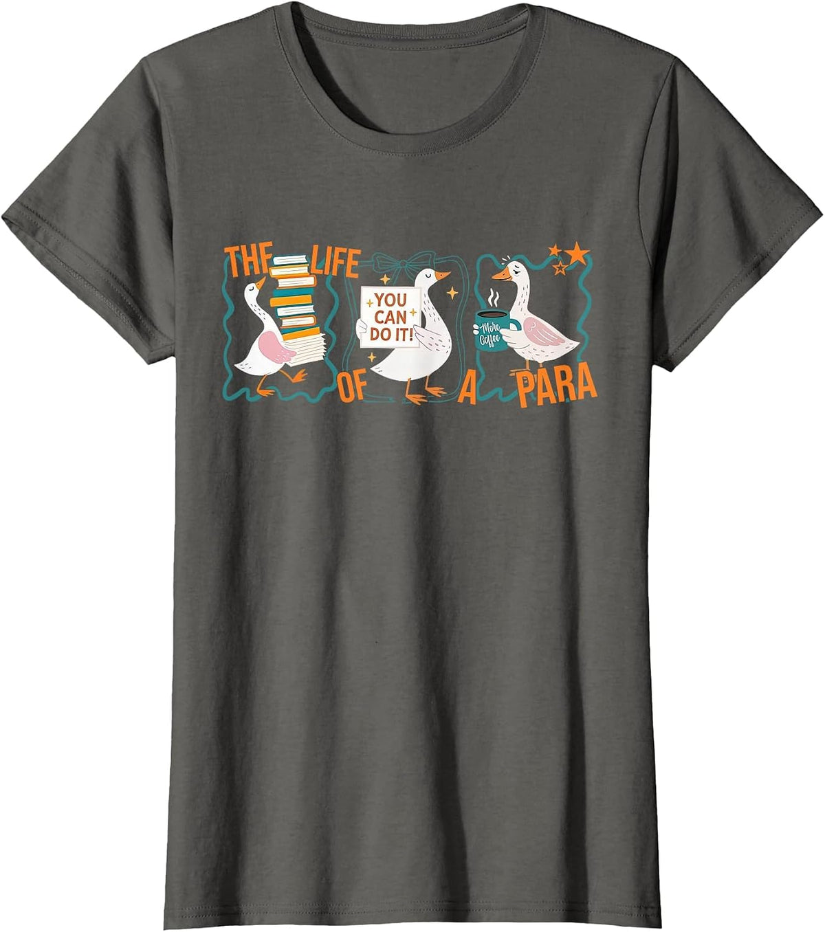 The Life of A para Professional Teachers Aide Silly Goose T-Shirt - Asphalt Grey
