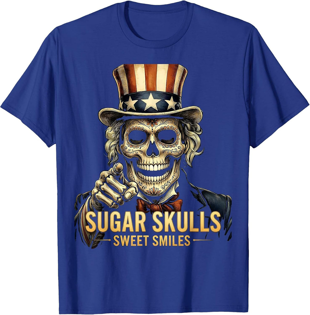 Halloween Dental Sugar Skull Teeth Sweet Smiles T-Shirt - Royal Blue