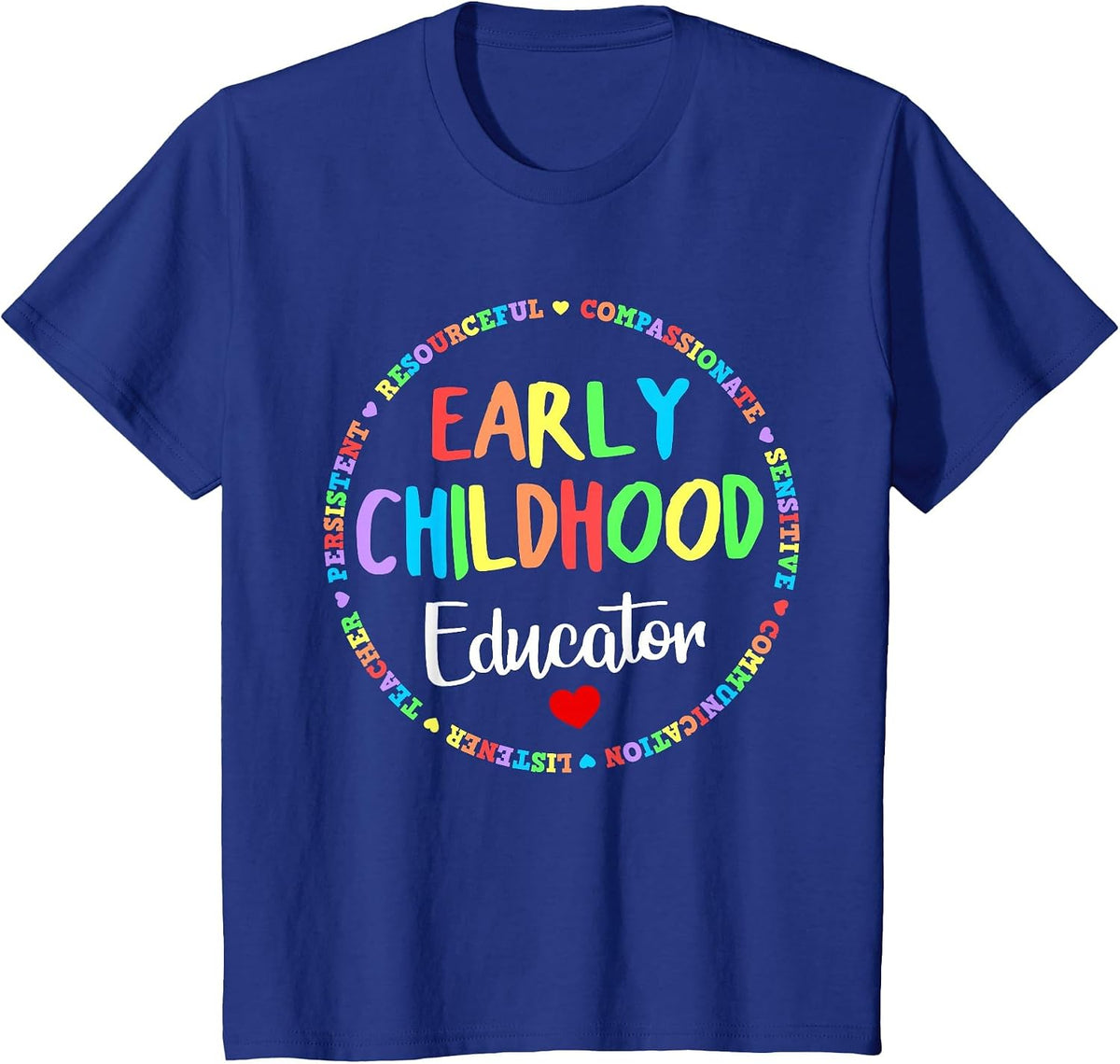 Teacher Early Childhood Education Preschool Head Start Crew T-Shirt - Royal Blue