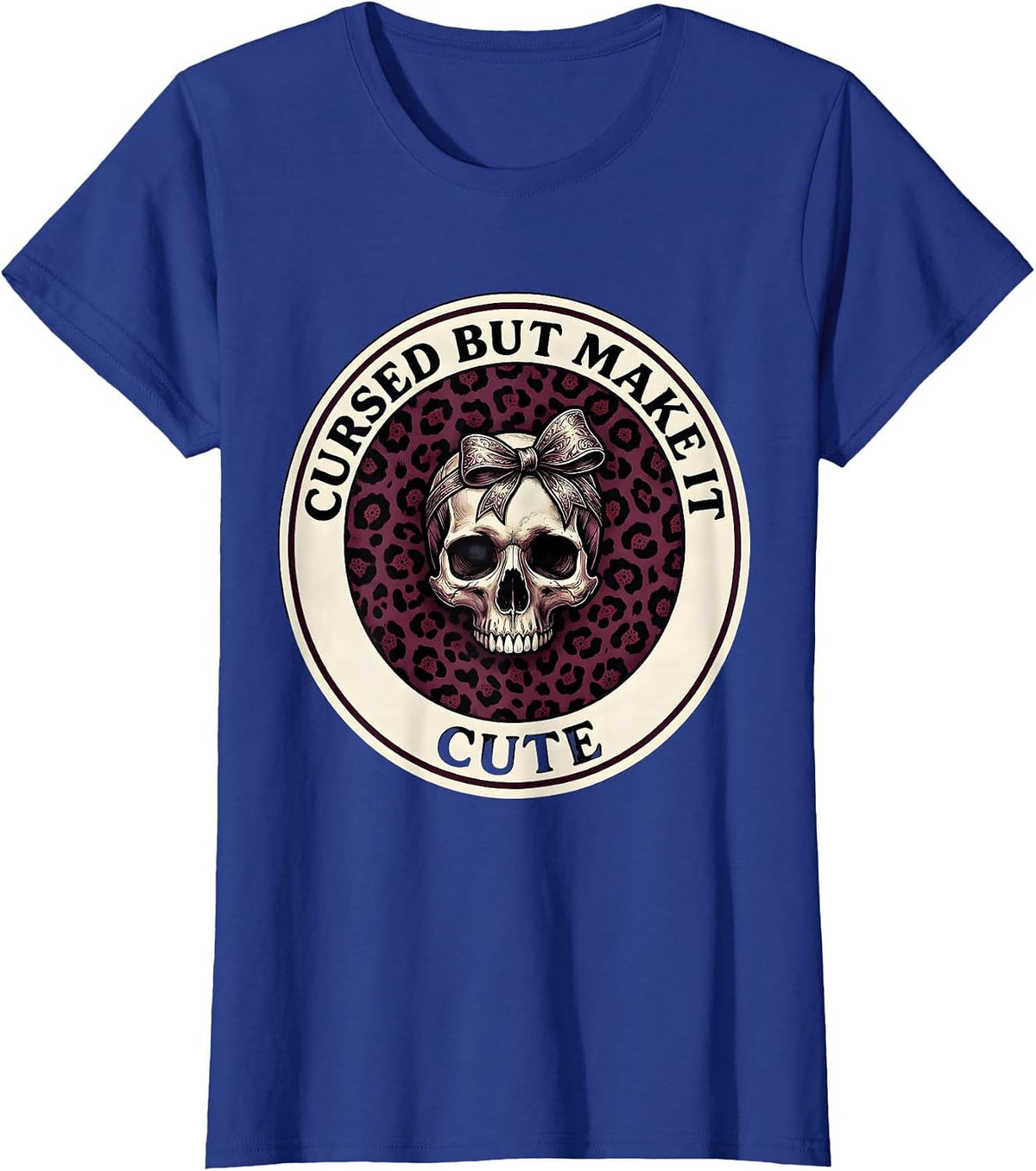 Women's Cursed But Make It Cute Goth Aesthetic Design T-Shirt - Royal Blue