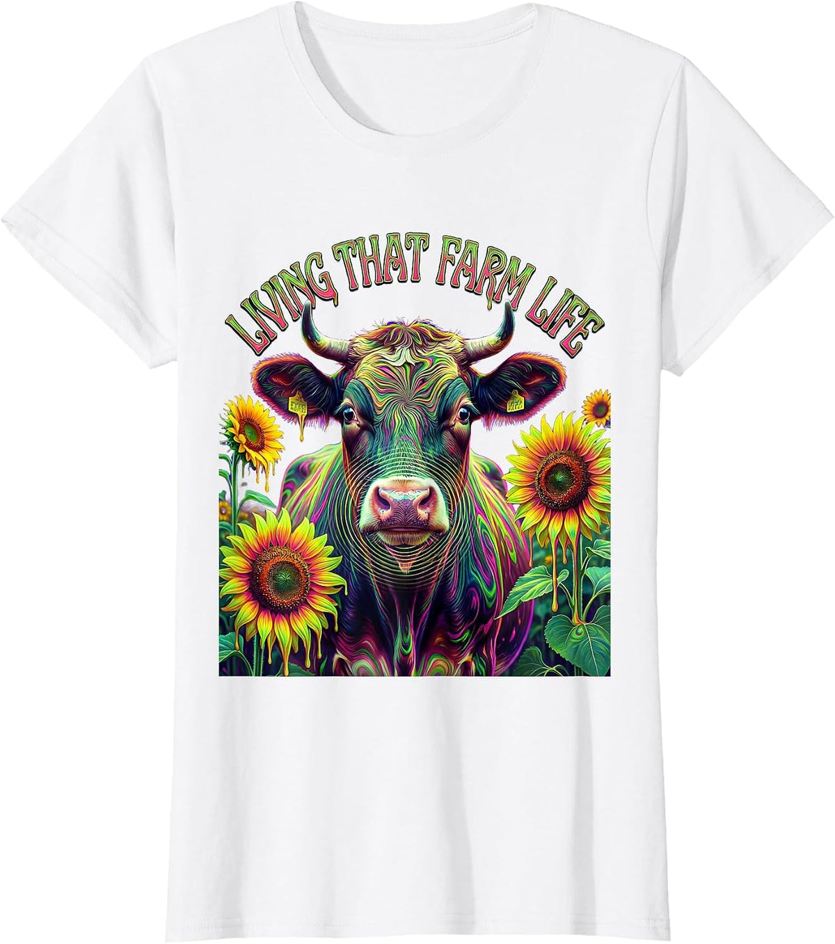 Living That Farm Life Graphic Design T-Shirt - White