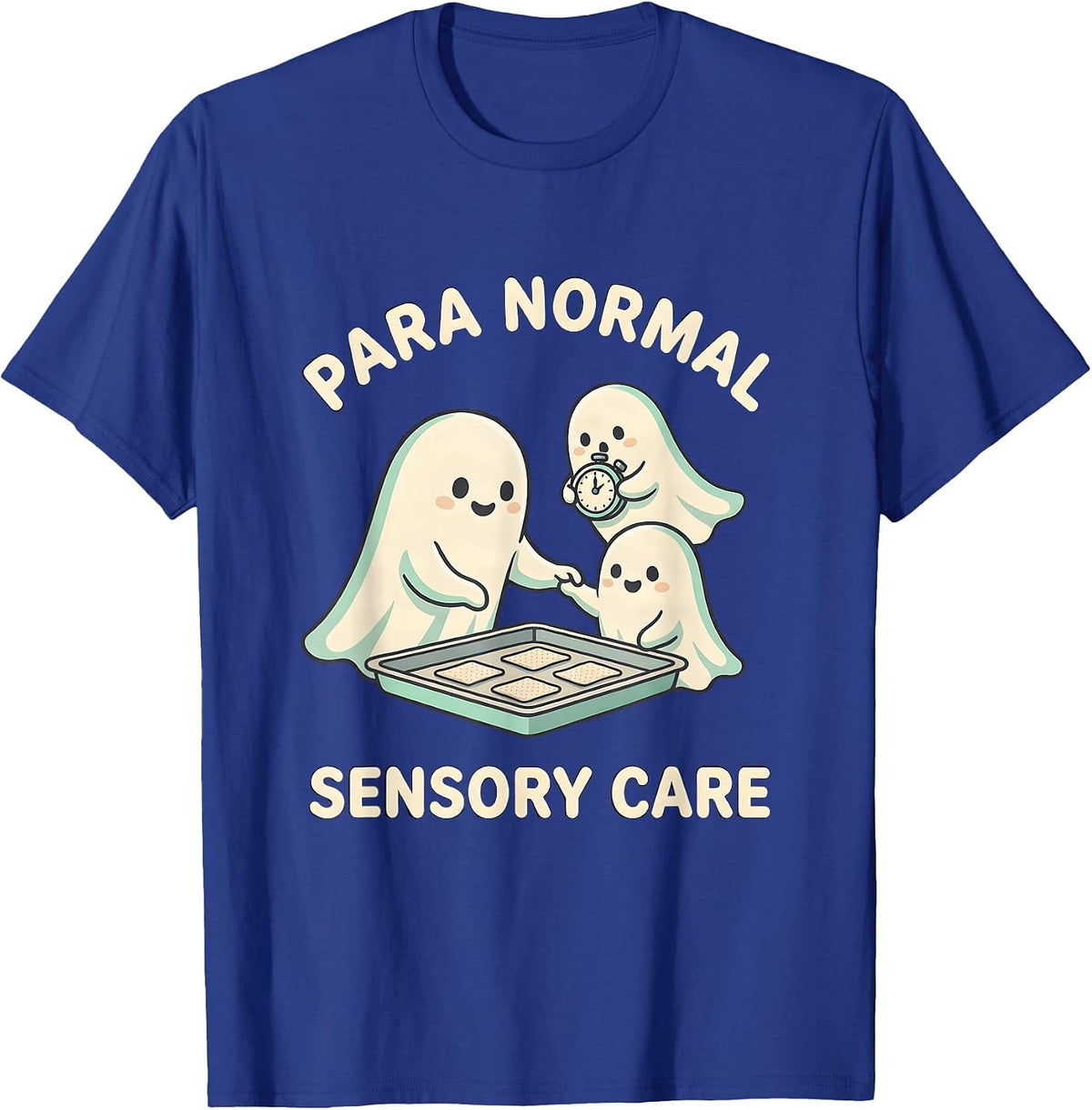 Men's Para Normal Sensory Care Cute Kawaii Ghost Paraprofessional T-Shirt - Royal Blue