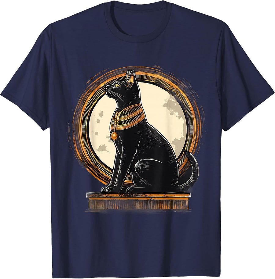 Egyptian God Egyptology Tutankhamun Ancient Egypt Cat Bastet T-Shirt - Navy Blue