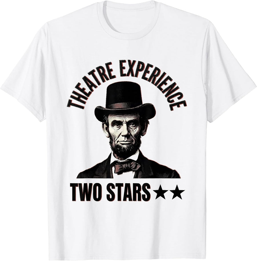 Men's Theatre Experience Two Stars Funny Abraham Lincoln T-Shirt - White