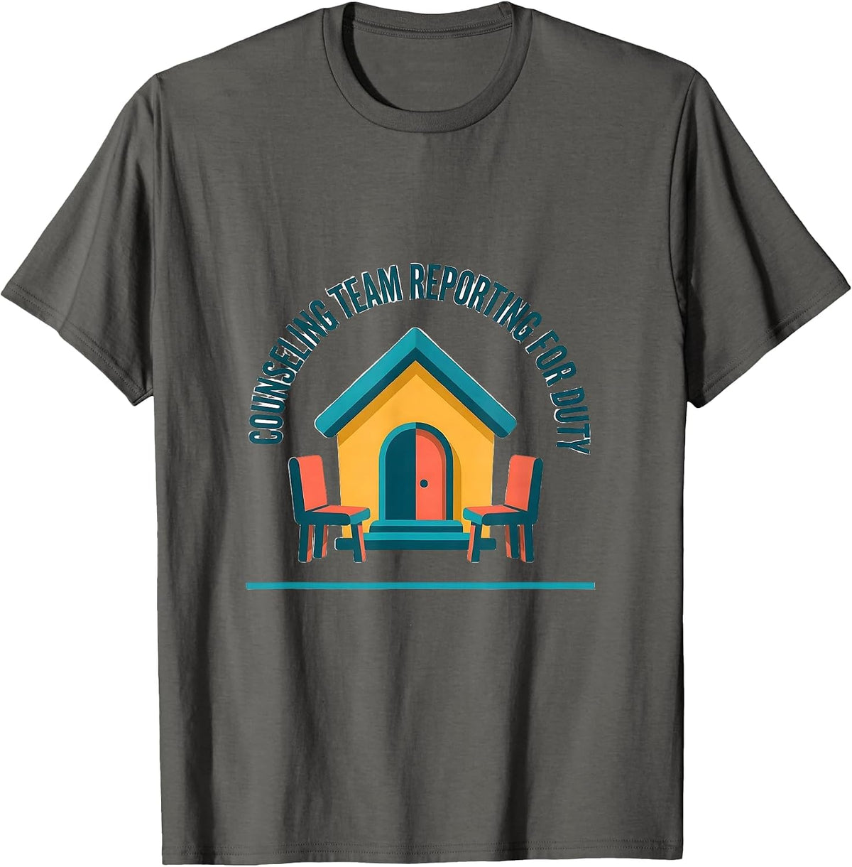 Counseling Team Reporting For Duty Groovy Retro School T-Shirt - Asphalt Grey