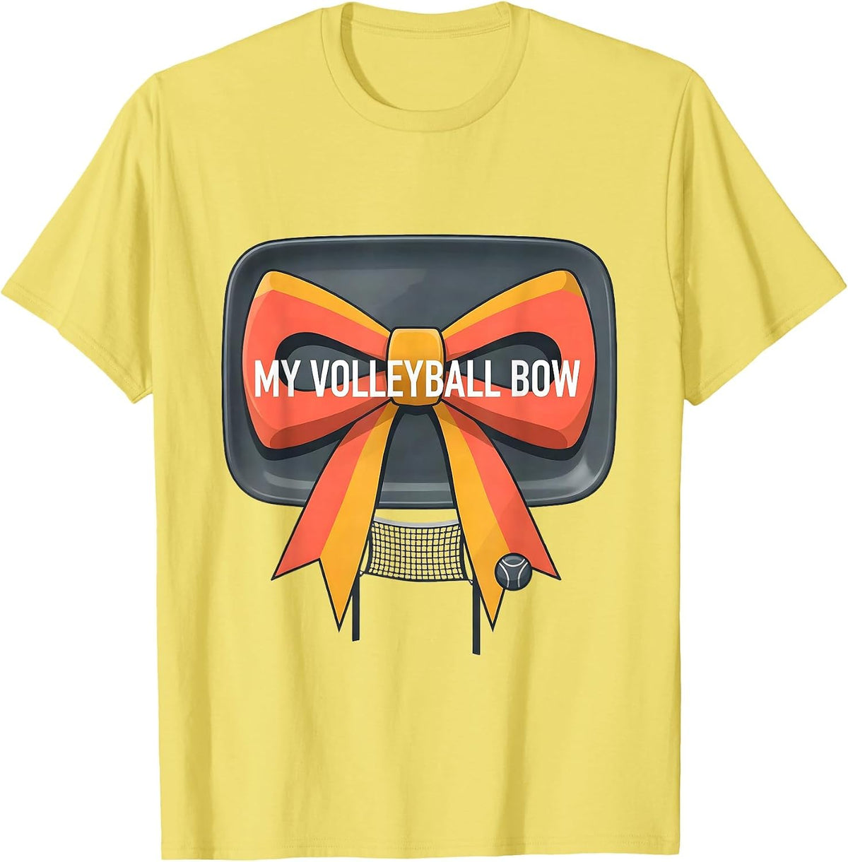 Men's My Volleyball Bow Cute Coquette Bow Girls Kids T-Shirt - Lemon Yellow