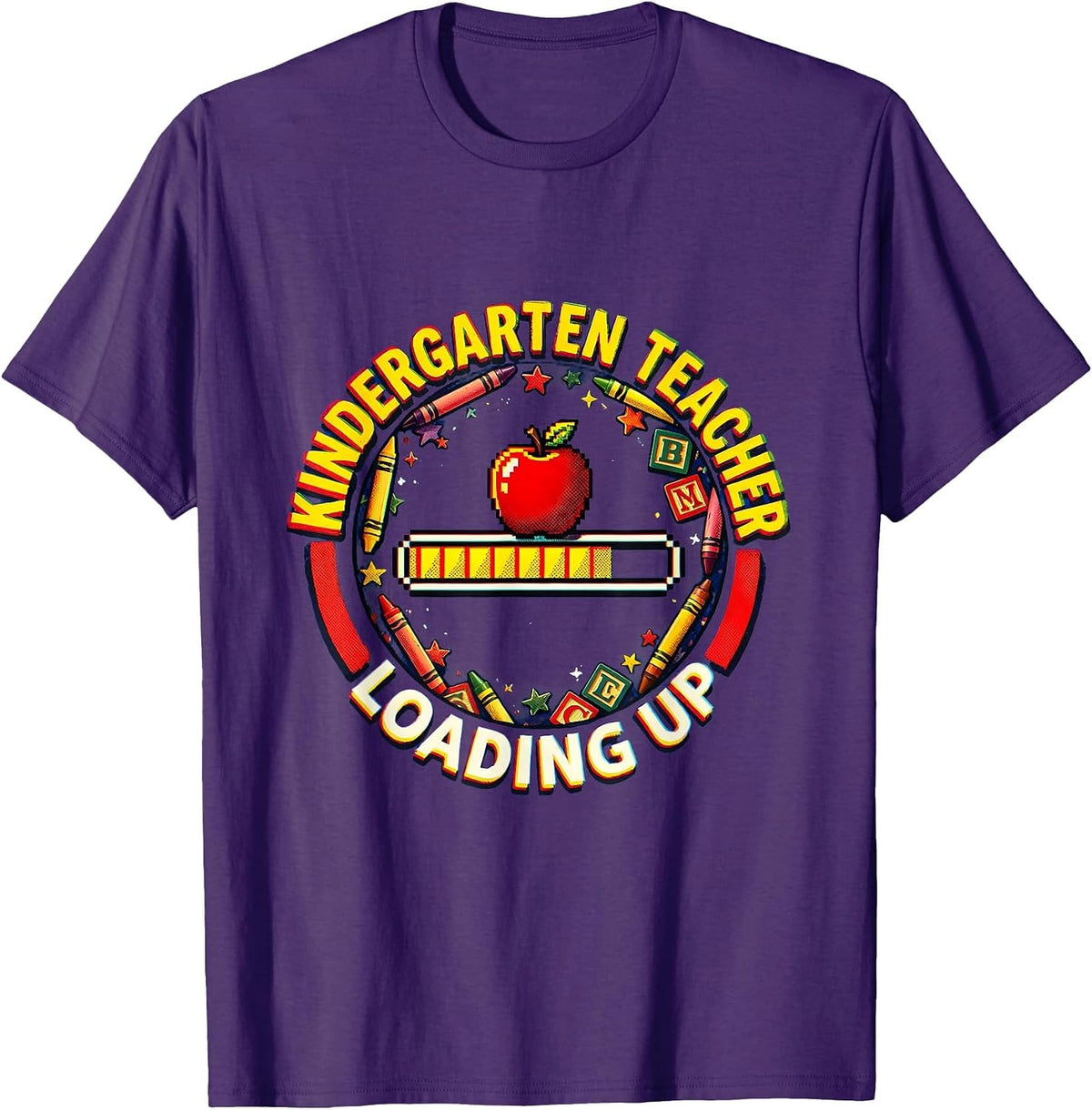 Men's Kindergarten Teacher Loading Up Educator Design T-Shirt - Purple