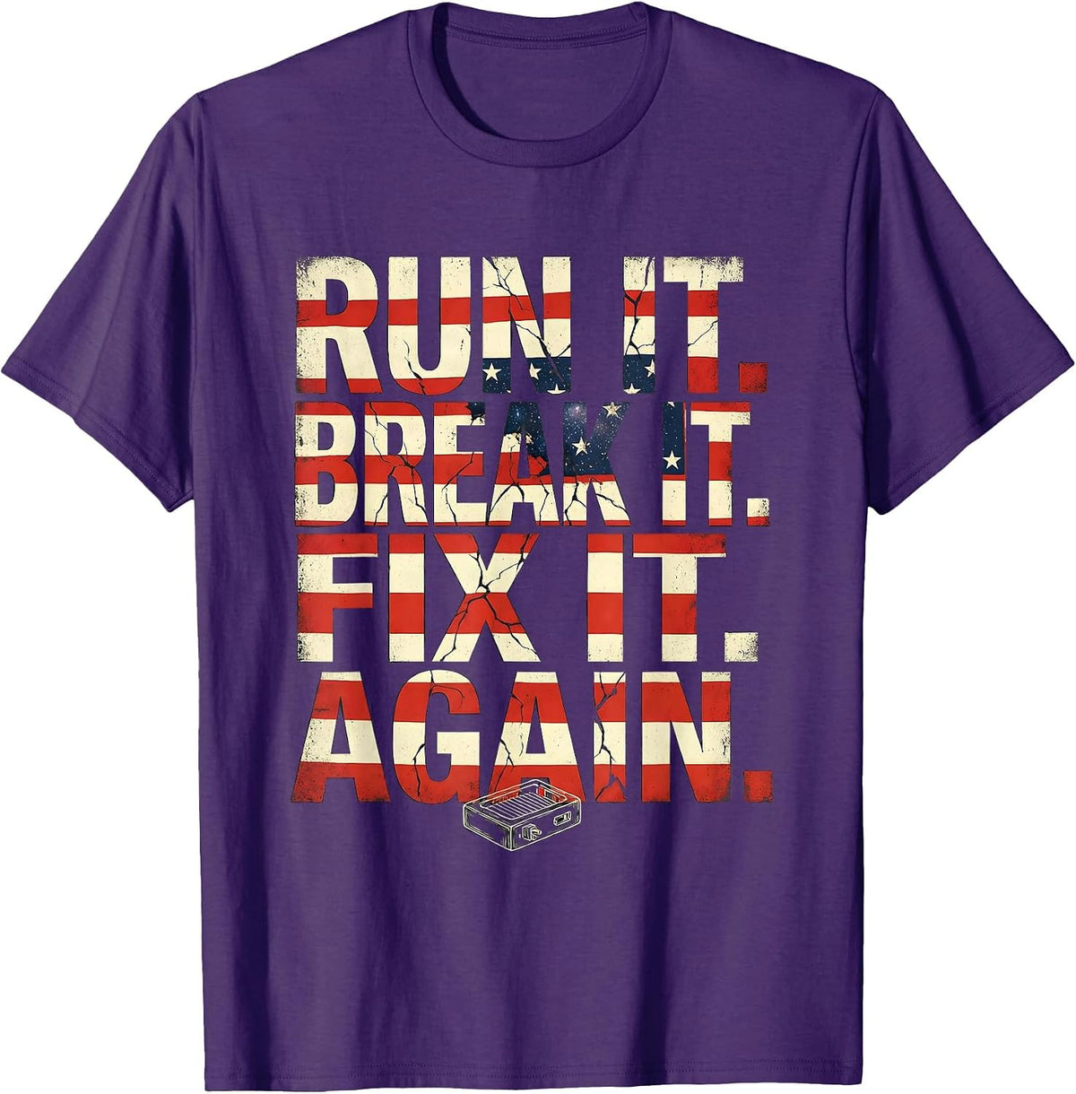 Men's Run It Break It Fix It Again RC Racing American Flag T-Shirt - Purple