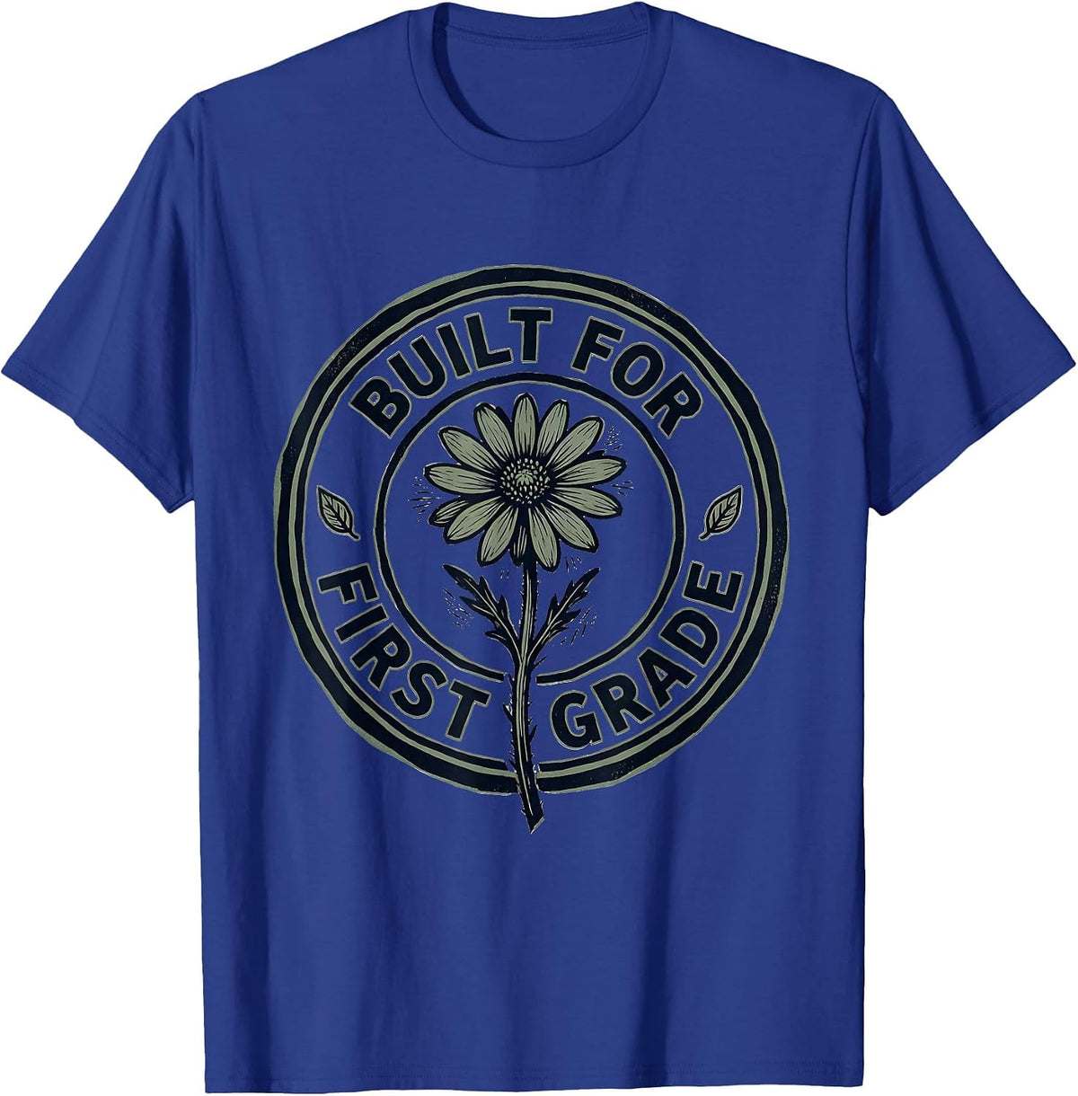 Built For First Grade Vintage Teacher Wildflower T-Shirt - Royal Blue