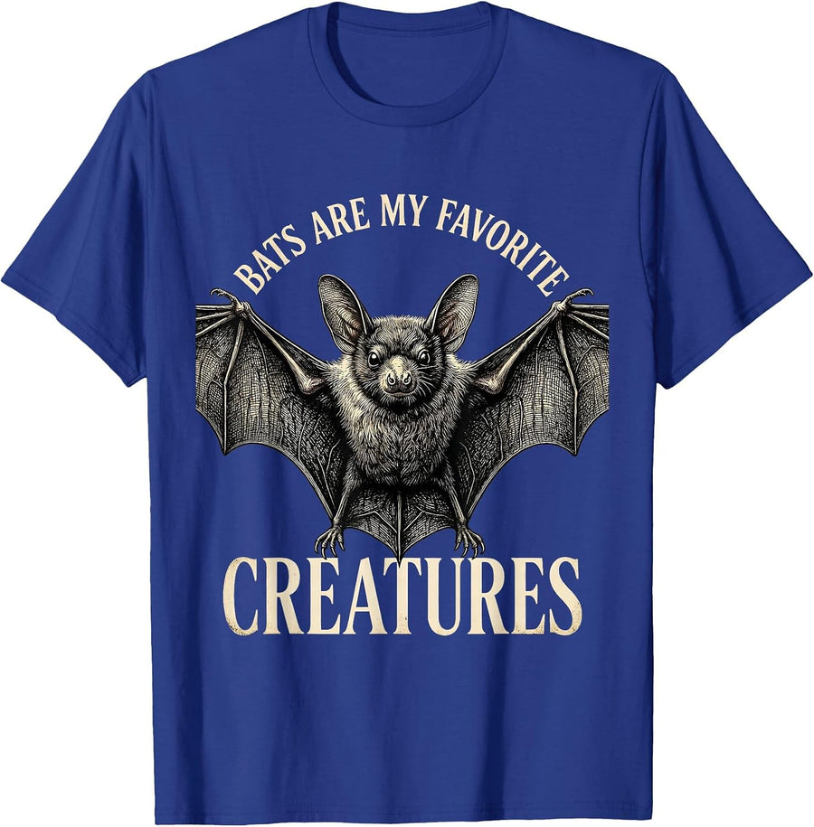 Bats Are My Favorite Creatures Vintage Bat Lover Nature T-Shirt - Royal Blue