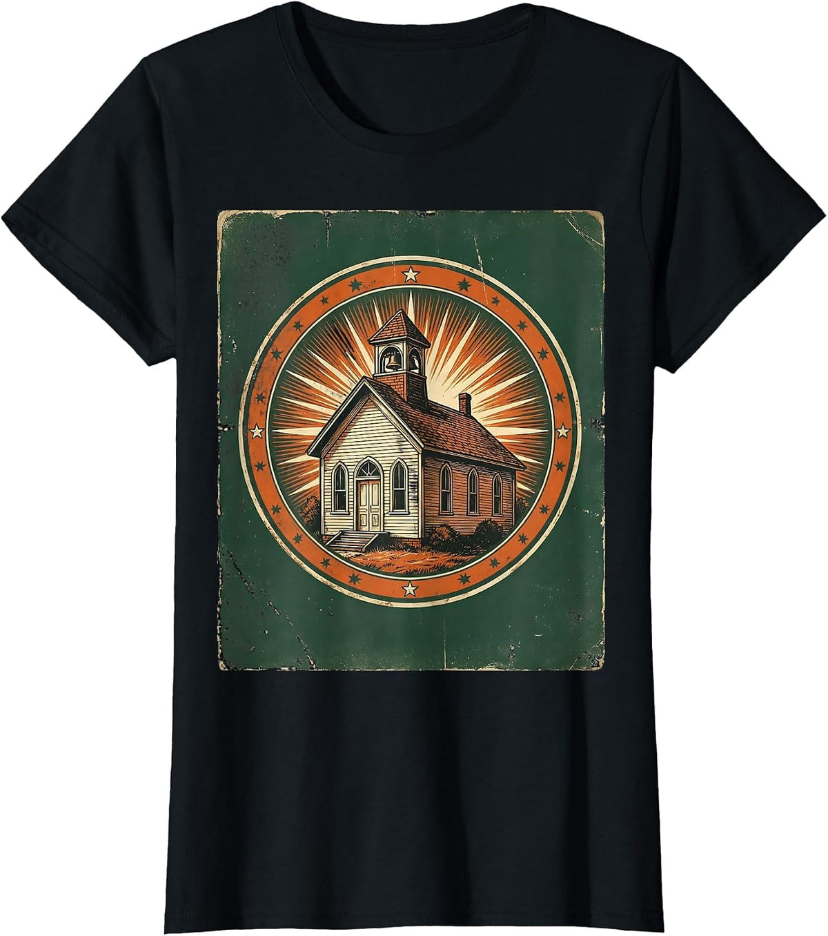 First Grade Teacher Schoolhouse Sunshine Design T-Shirt - Black
