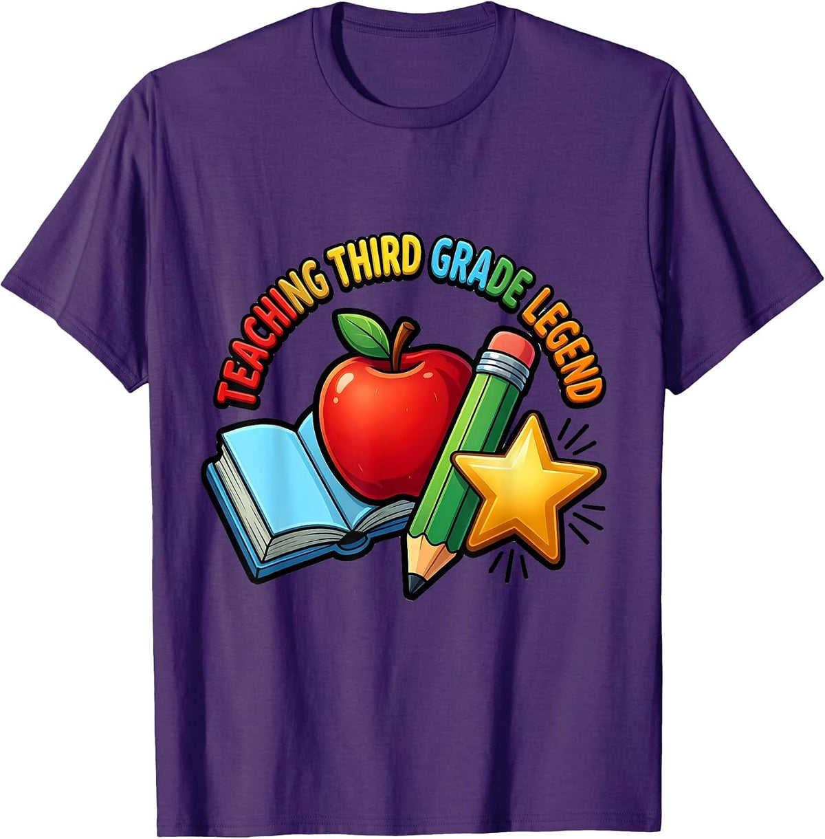 Teaching Third Grade Legend Educator Design T-Shirt - Purple