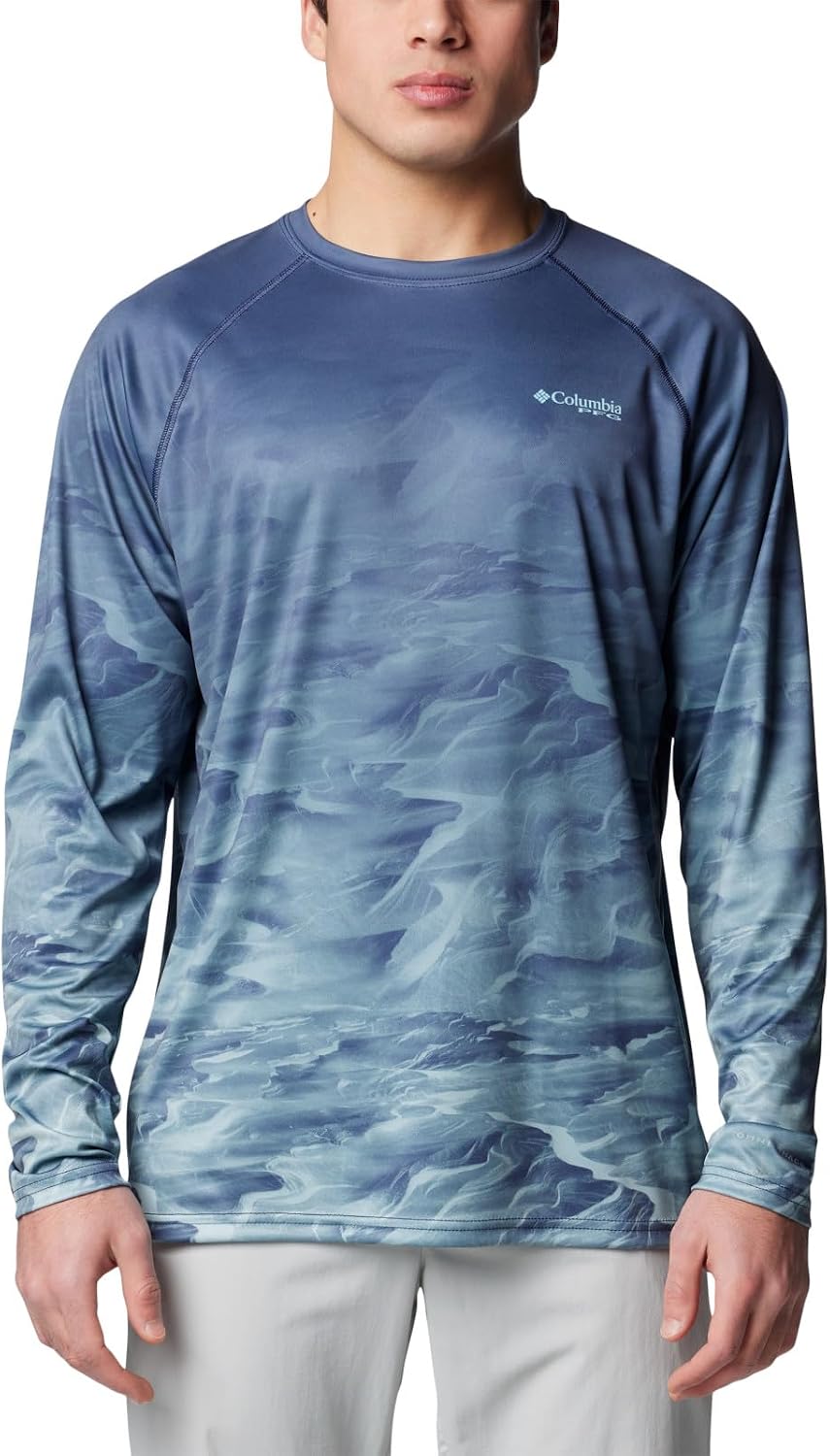 Columbia Men's Super Terminal Tackle PFG Fish Flow Long Sleeve - Nocturnal Undulating\/Fish Flow Trout