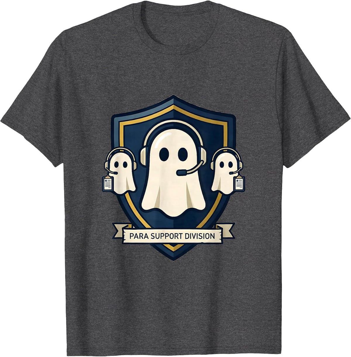 Para Support Division Ghost SPED Teacher Paraprofessional T-Shirt - Dark Heather Grey