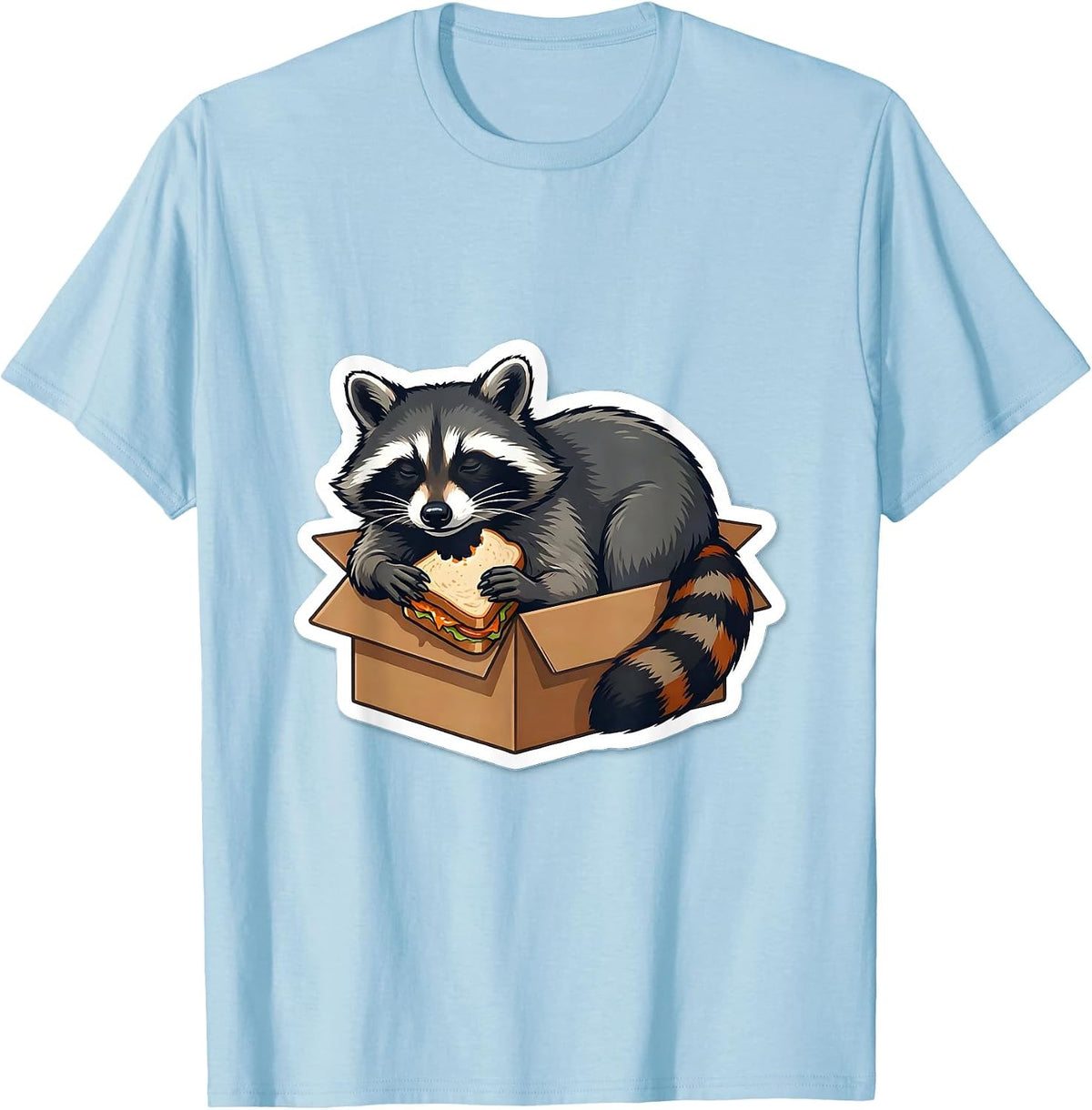 Unbothered Raccoon Sticker Style Trash Panda Humor T-Shirt - Baby Blue
