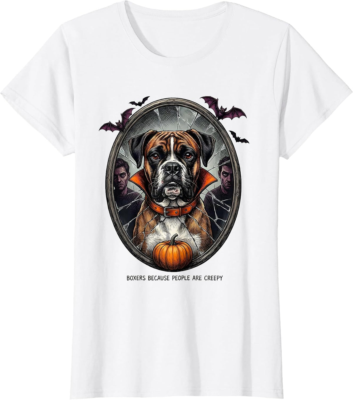Boxers Because People Are Creepy Funny Halloween Dog Costume T-Shirt - White