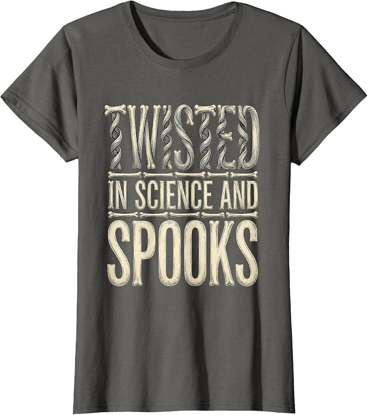 Women's Halloween Teacher DNA Candy Corn Bones Design T-Shirt - Asphalt Grey