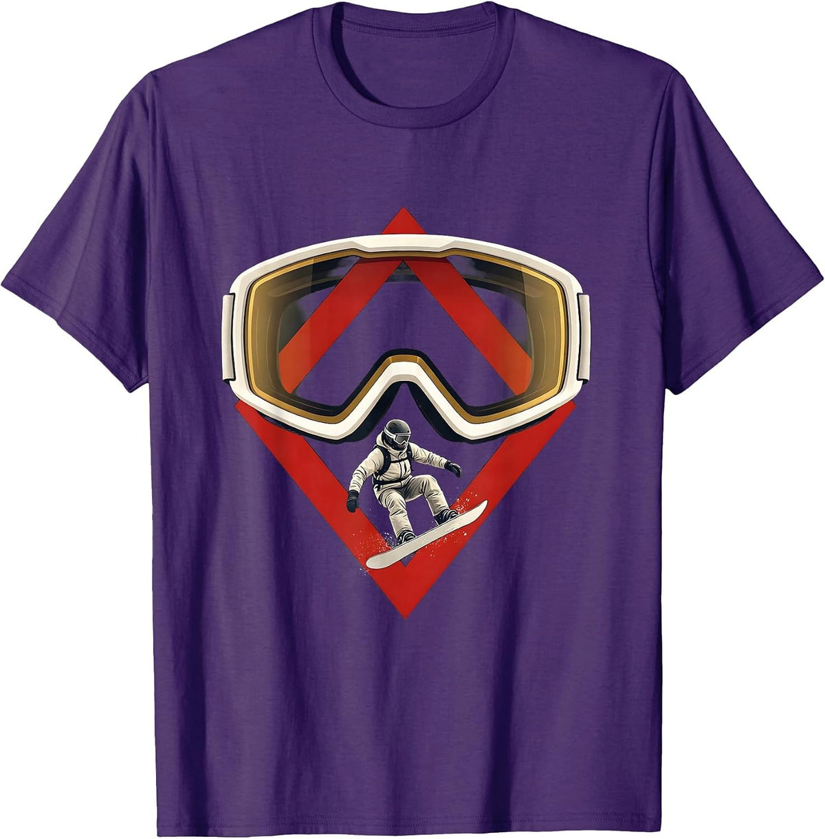 Ski Goggle Double Diamond Snowboard Dad Humor T-Shirt - Purple
