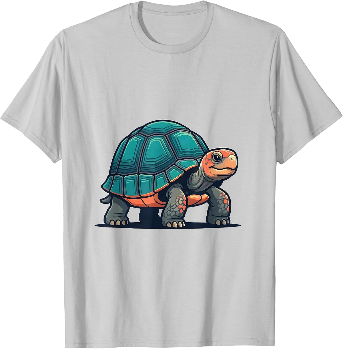 Men's Cheerful Tortoise Flat Vector Reptile Lover Novelty T-Shirt - Silver Grey
