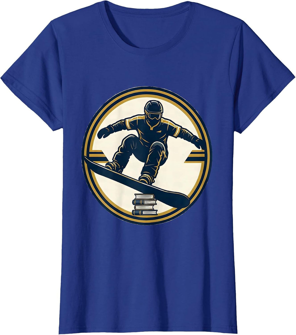 Women's Snowboarder Varsity Crest Ski And Snowboard Winter Sports T-Shirt - Royal Blue