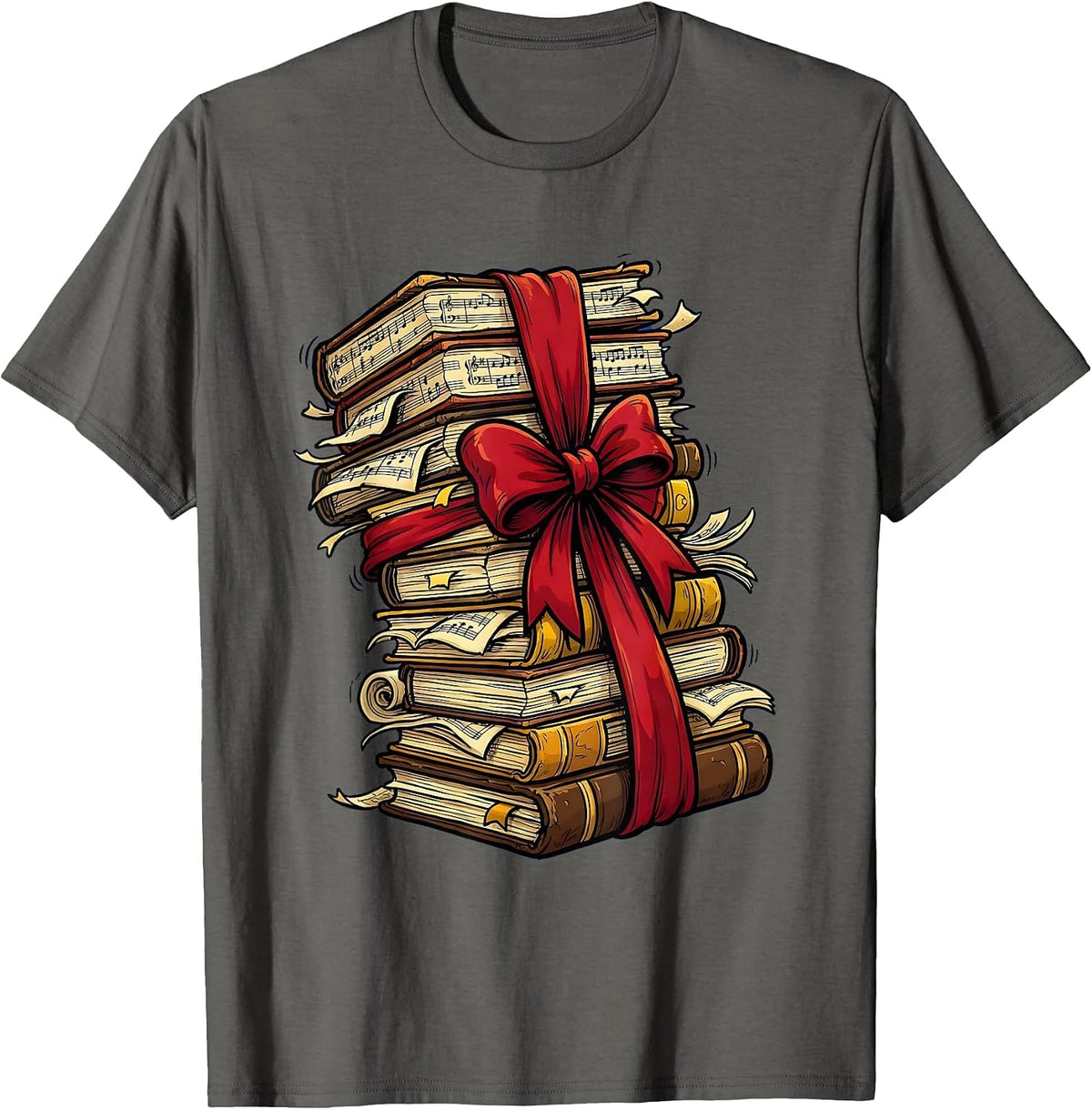 Men's Music Teacher Sheet Music Stack Graphic T-Shirt - Asphalt Grey