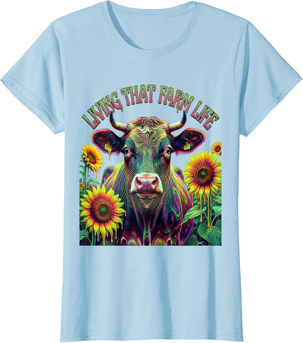 Living That Farm Life Graphic Design T-Shirt - Baby Blue