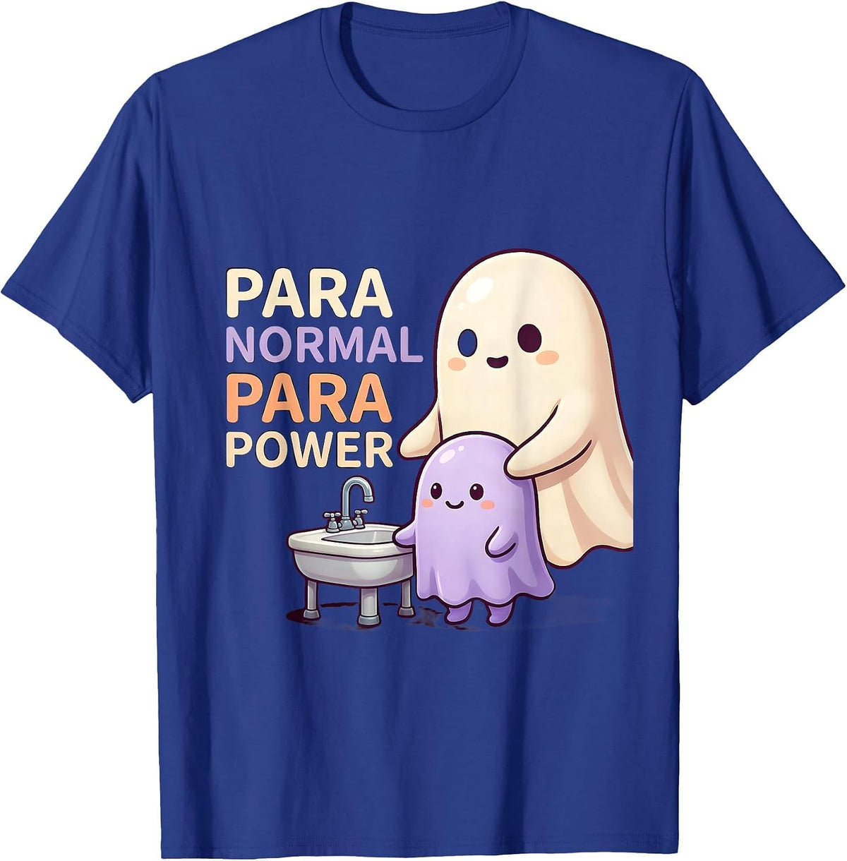 Men's Para Normal Para Power Cute Kawaii Ghost Paraprofessional T-Shirt - Royal Blue