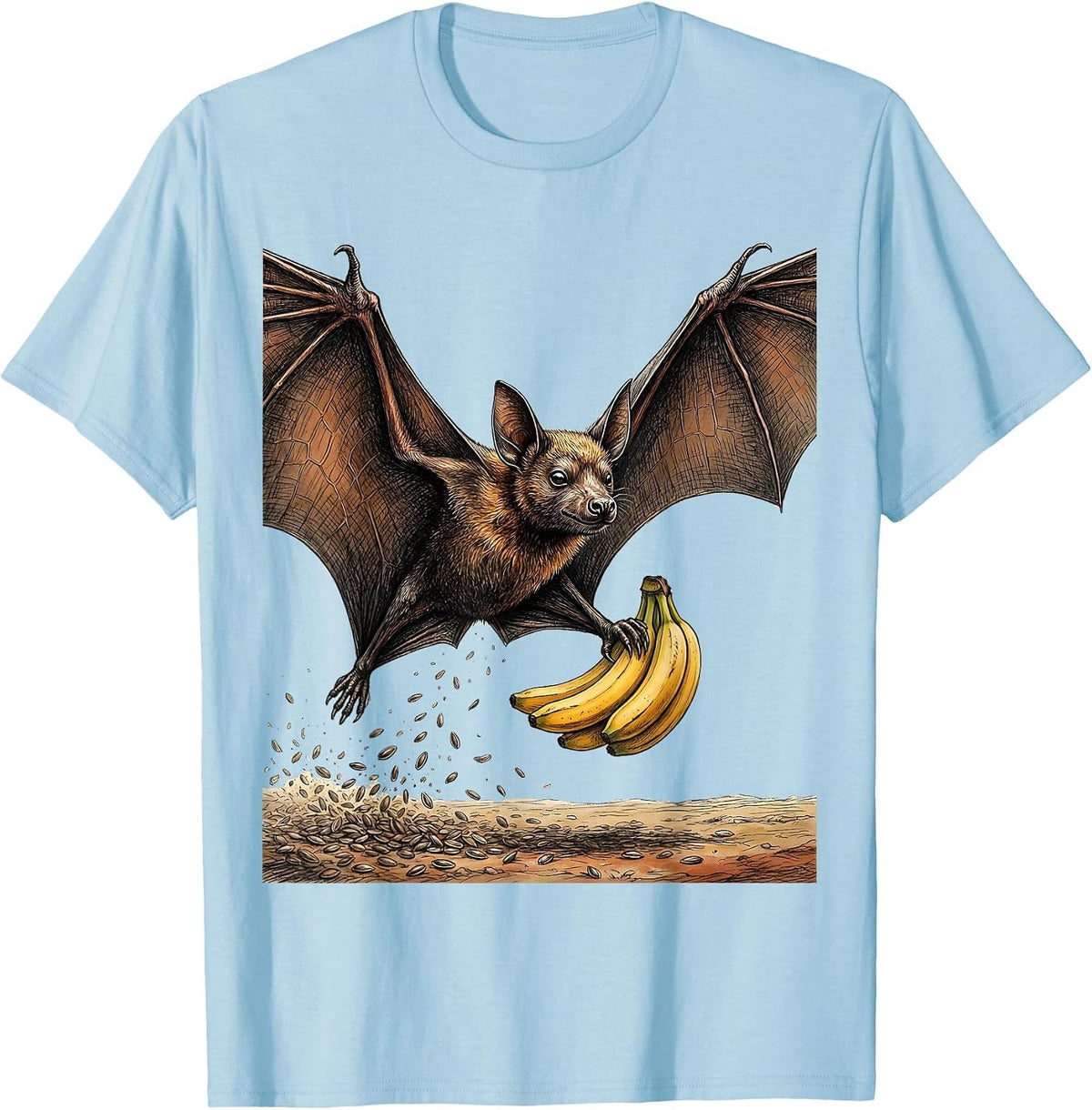 Men's Fruit Bat Nature Lover Halloween Bat Enthusiast T-Shirt - Baby Blue