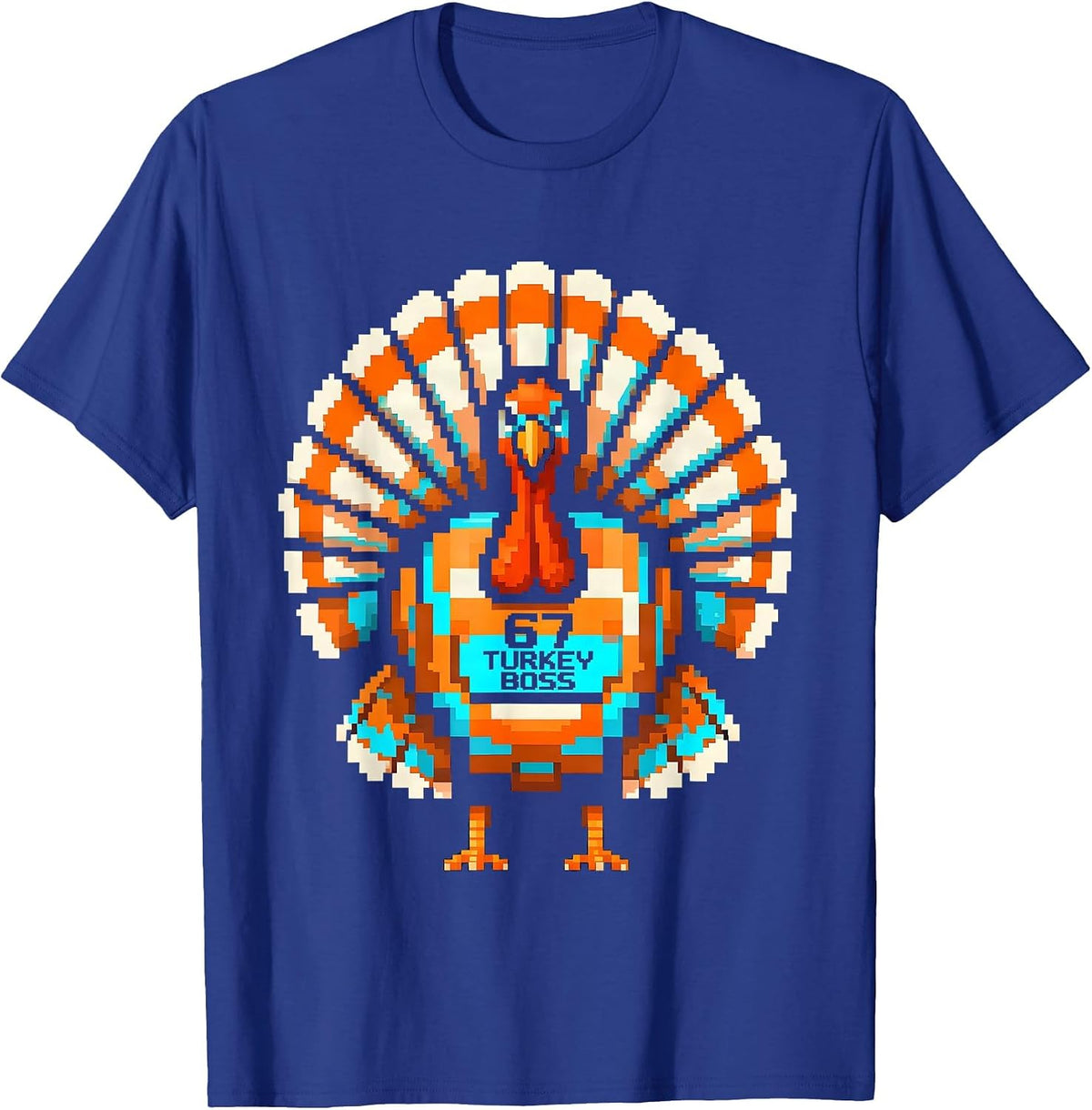 67 Turkey Boss Pixel Art Gen Z Alpha Meme Slang Thanksgiving T-Shirt - Royal Blue