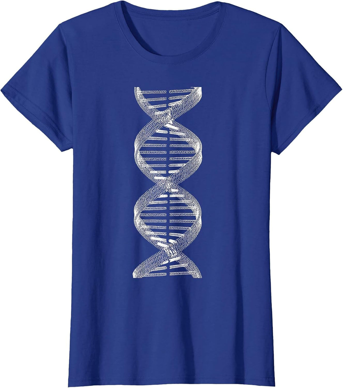 Women's Baseball Stitch Double Helix Science Art T-Shirt - Royal Blue