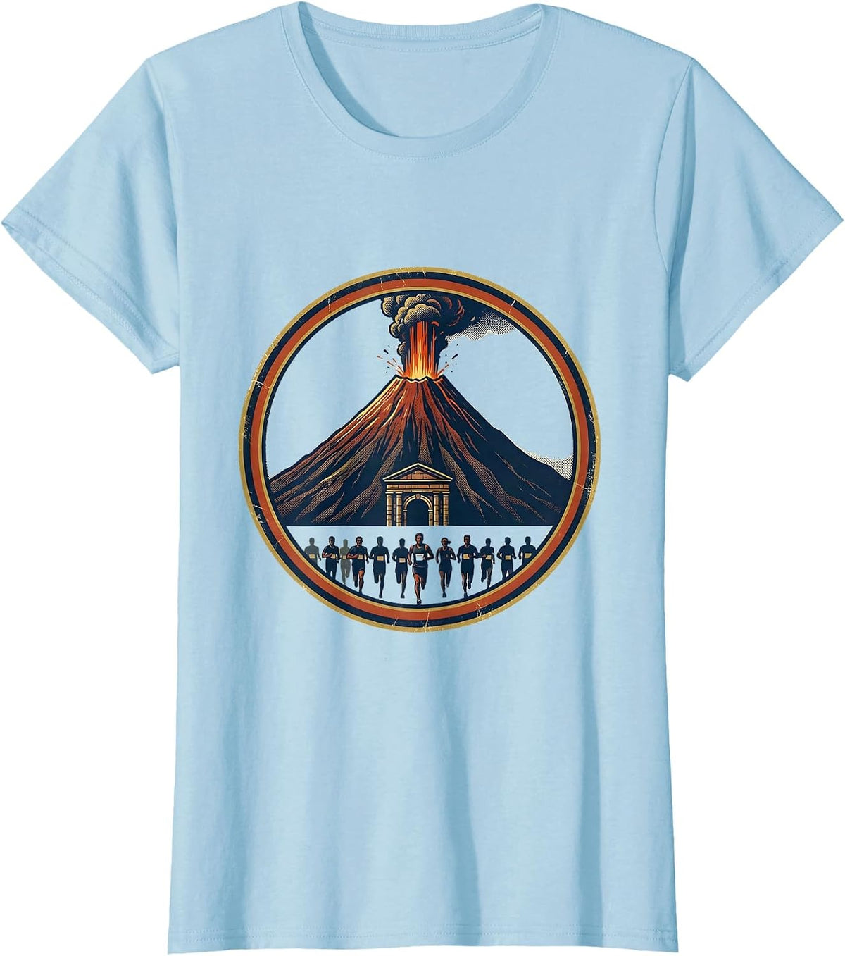 Sealed Pompeii Volcano Fun Run Race Badge Emblem T-Shirt - Baby Blue